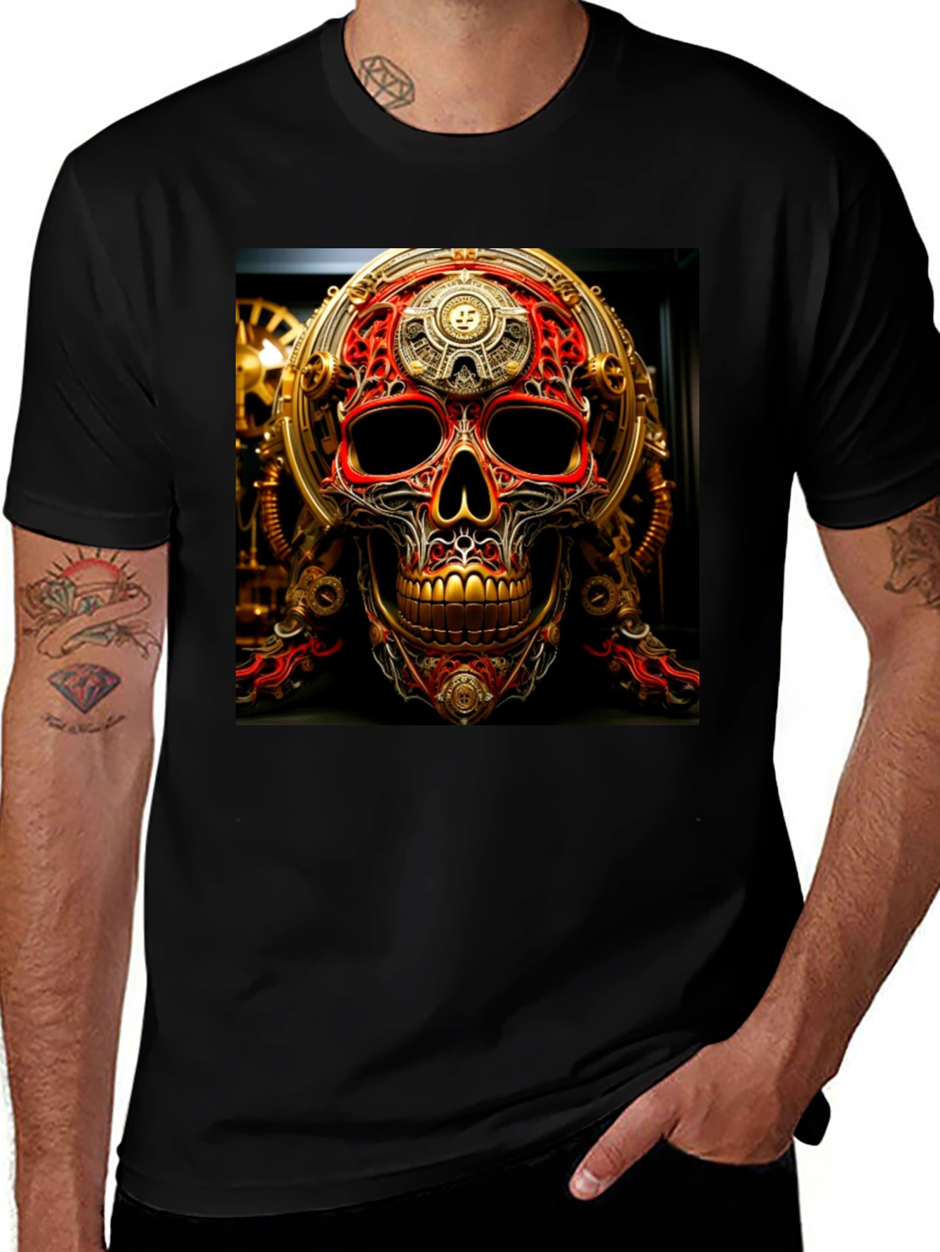 Steampunk Skull Graphic Tee - Unique Design