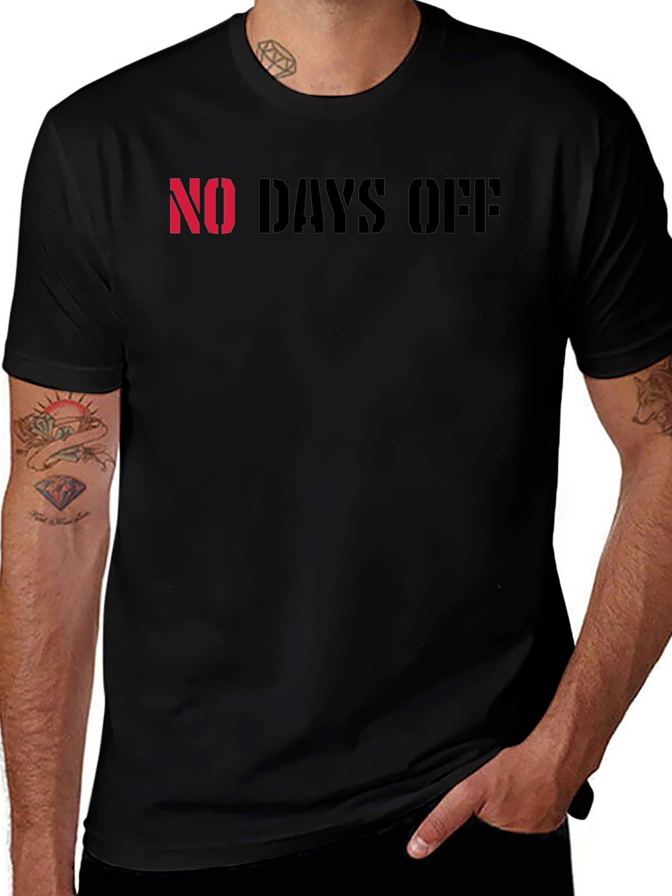 Variant 17 of No Days Off Black T-Shirt | Motivational Workout Tee