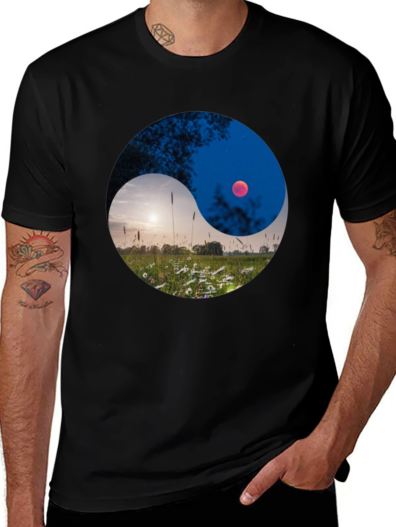 Variant 2 of Yin Yang Landscape Graphic Tee