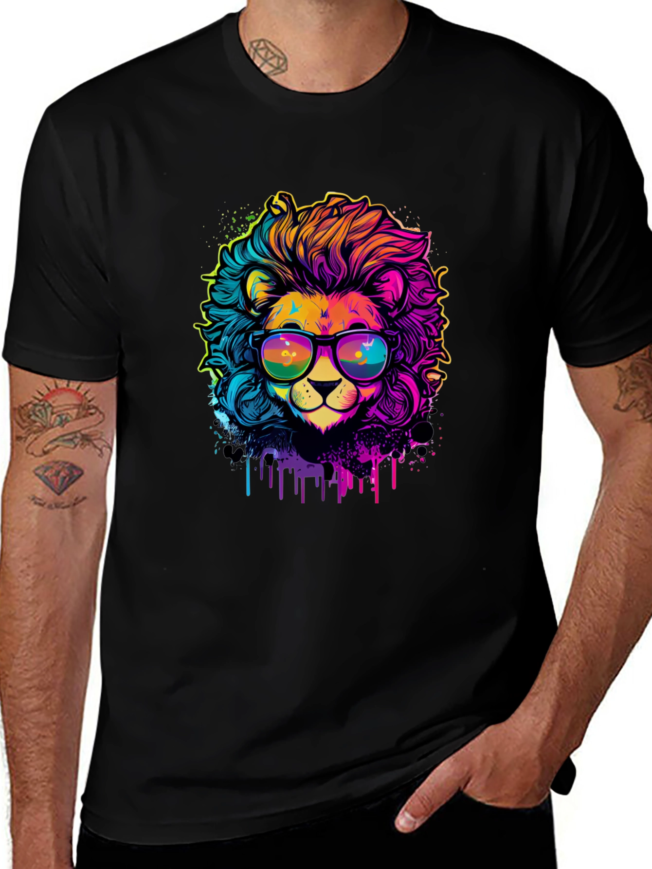 Variant 21 of Vibrant Lion Graphic Tee - Cool & Unique Design