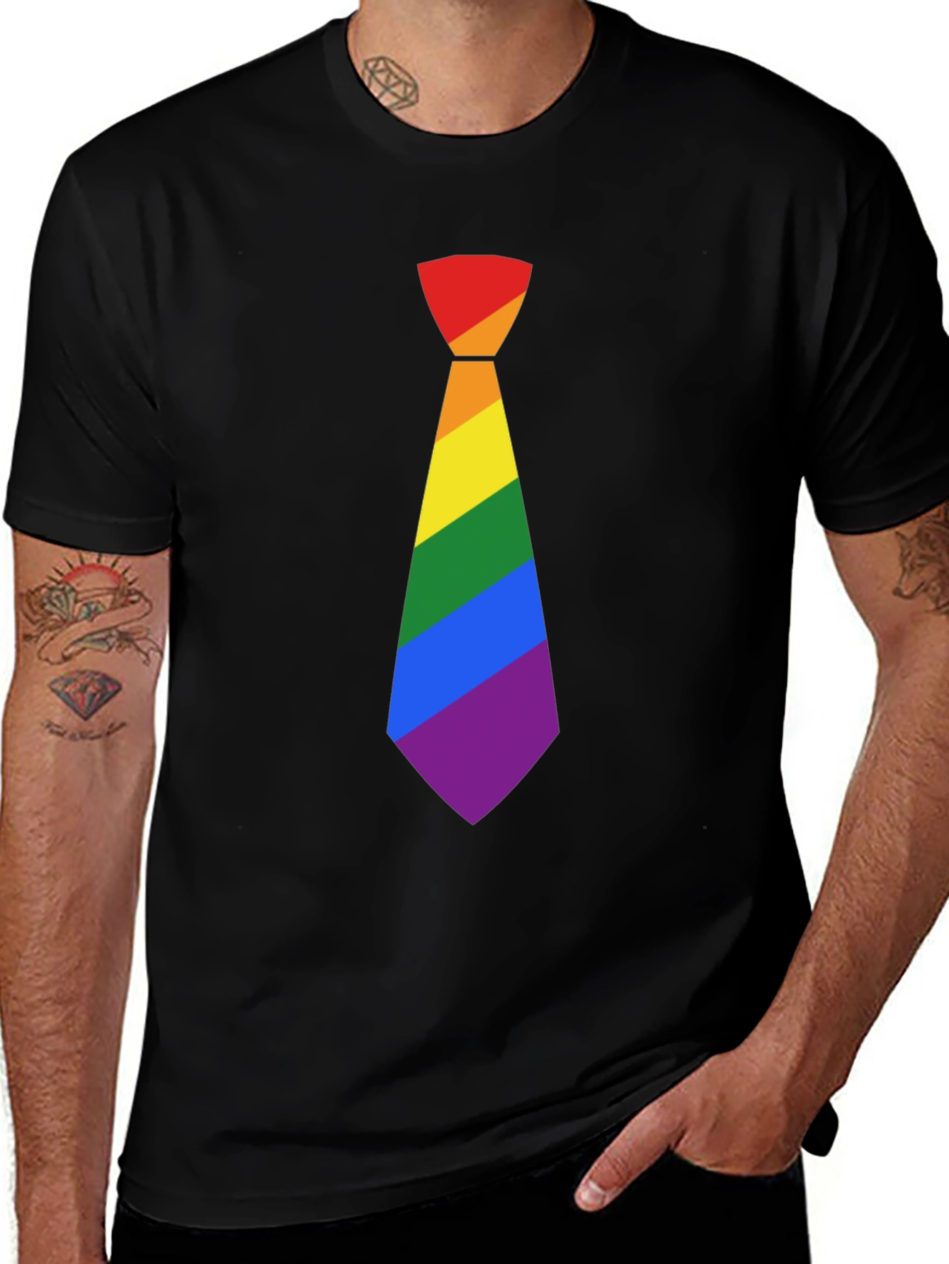 Variant 16 of LGBT Pride Rainbow Tie Black T-Shirt