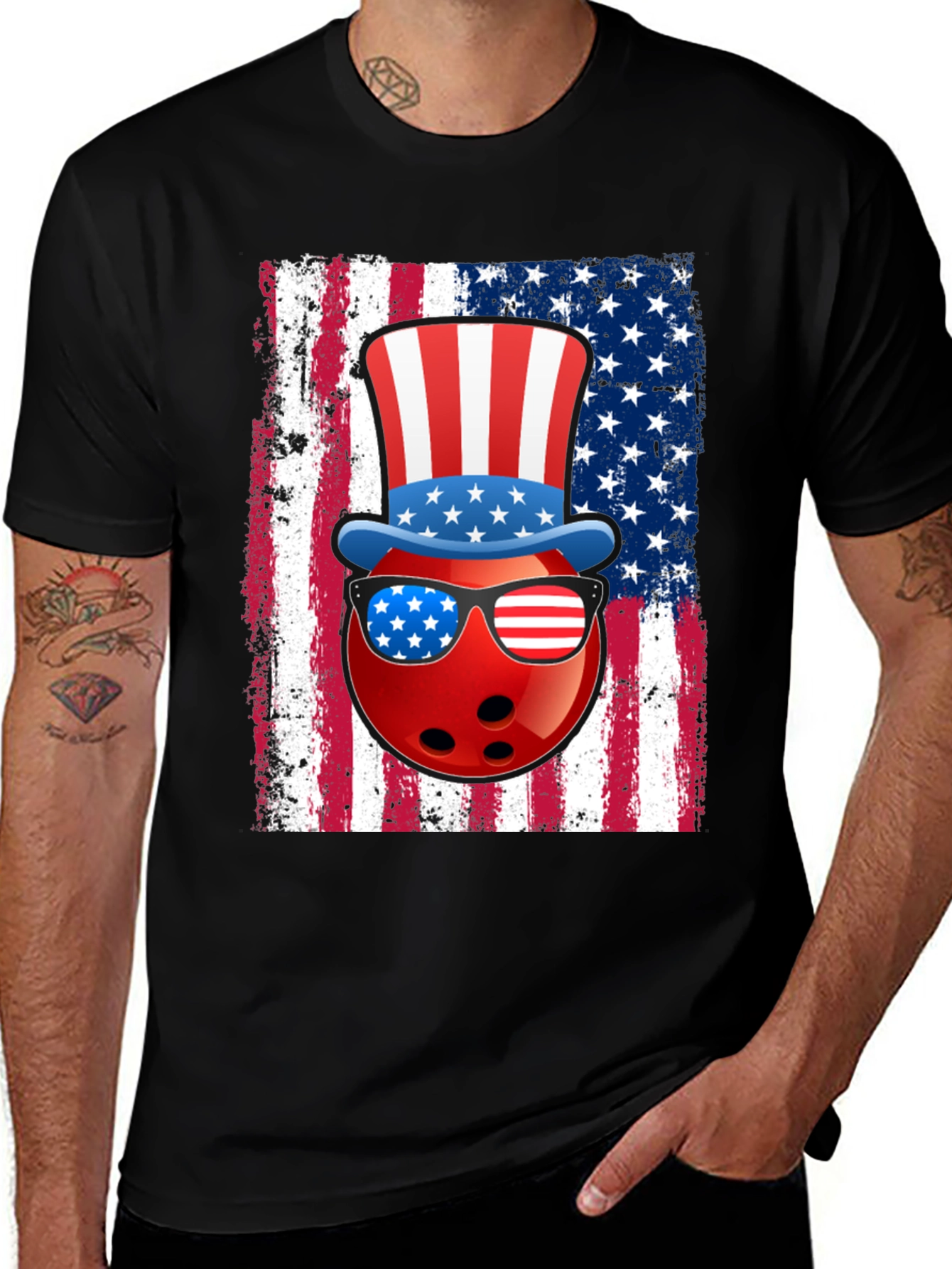 Variant 10 of Patriotic Bowling Ball T-Shirt: Stars & Stripes