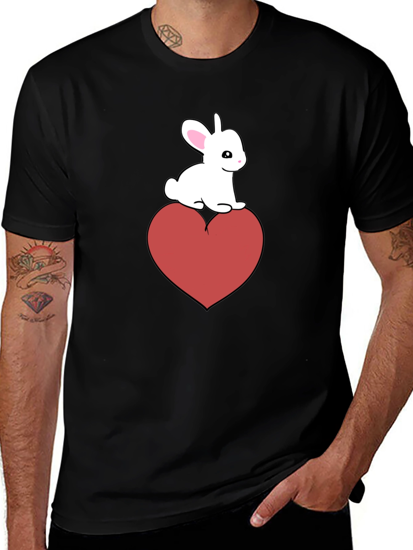Variant 17 of Bunny Heart Graphic Tee - Cute Casual Style