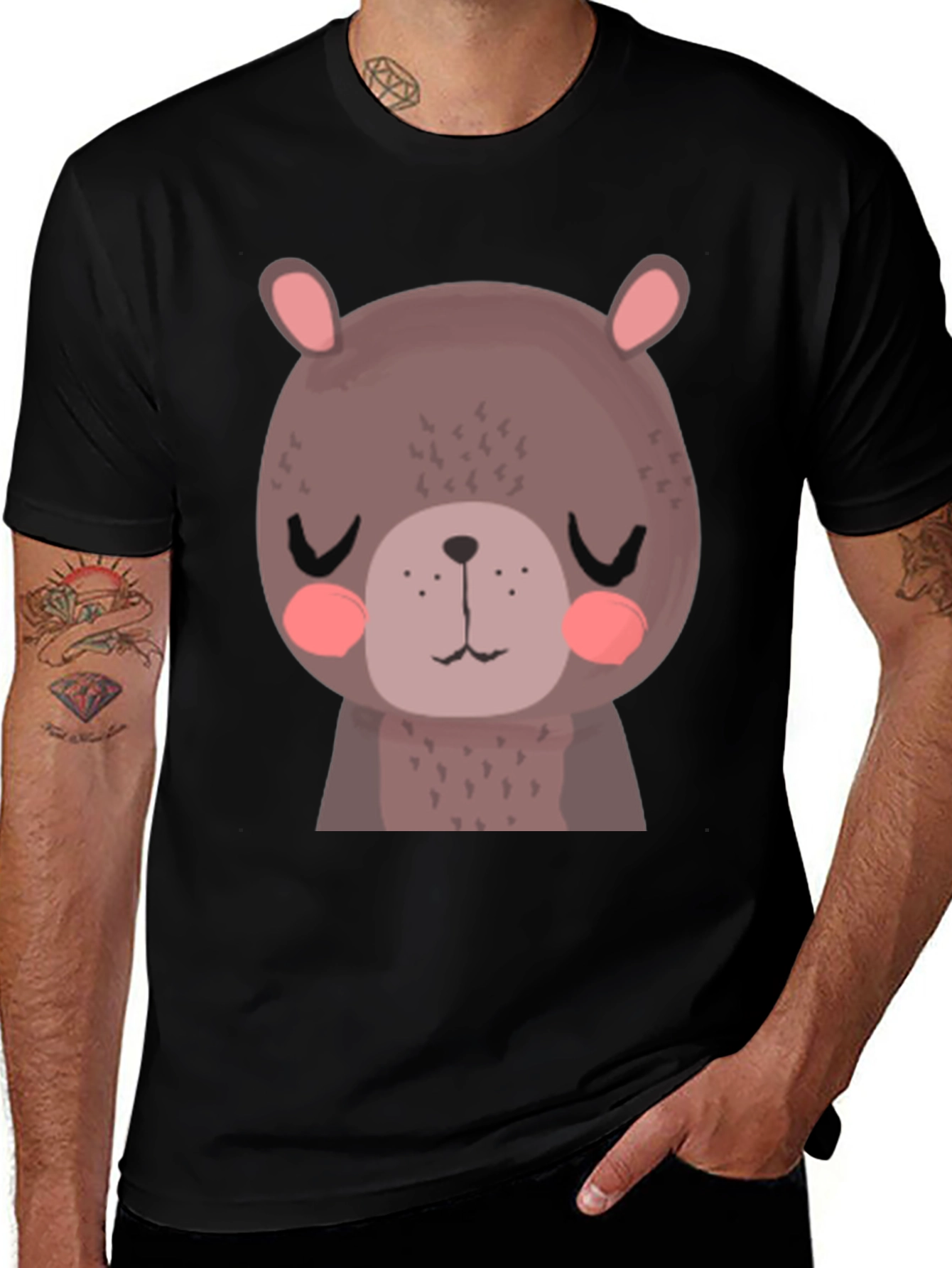 Variant 20 of Cute Bear Graphic T-Shirt - Unisex Black Tee