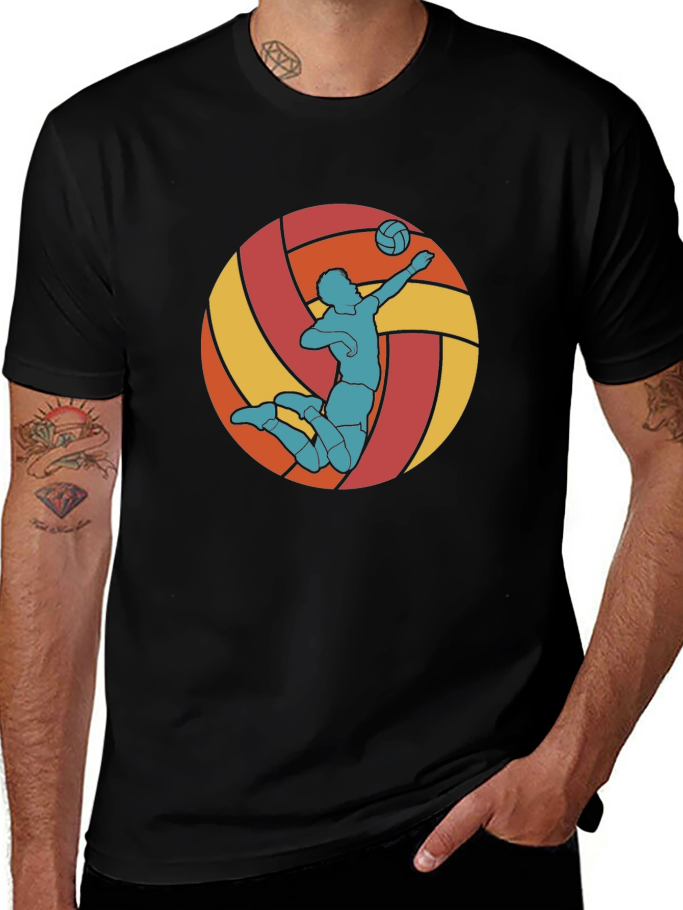 Variant 26 of Volleyball Player Graphic Tee - Retro Style Design