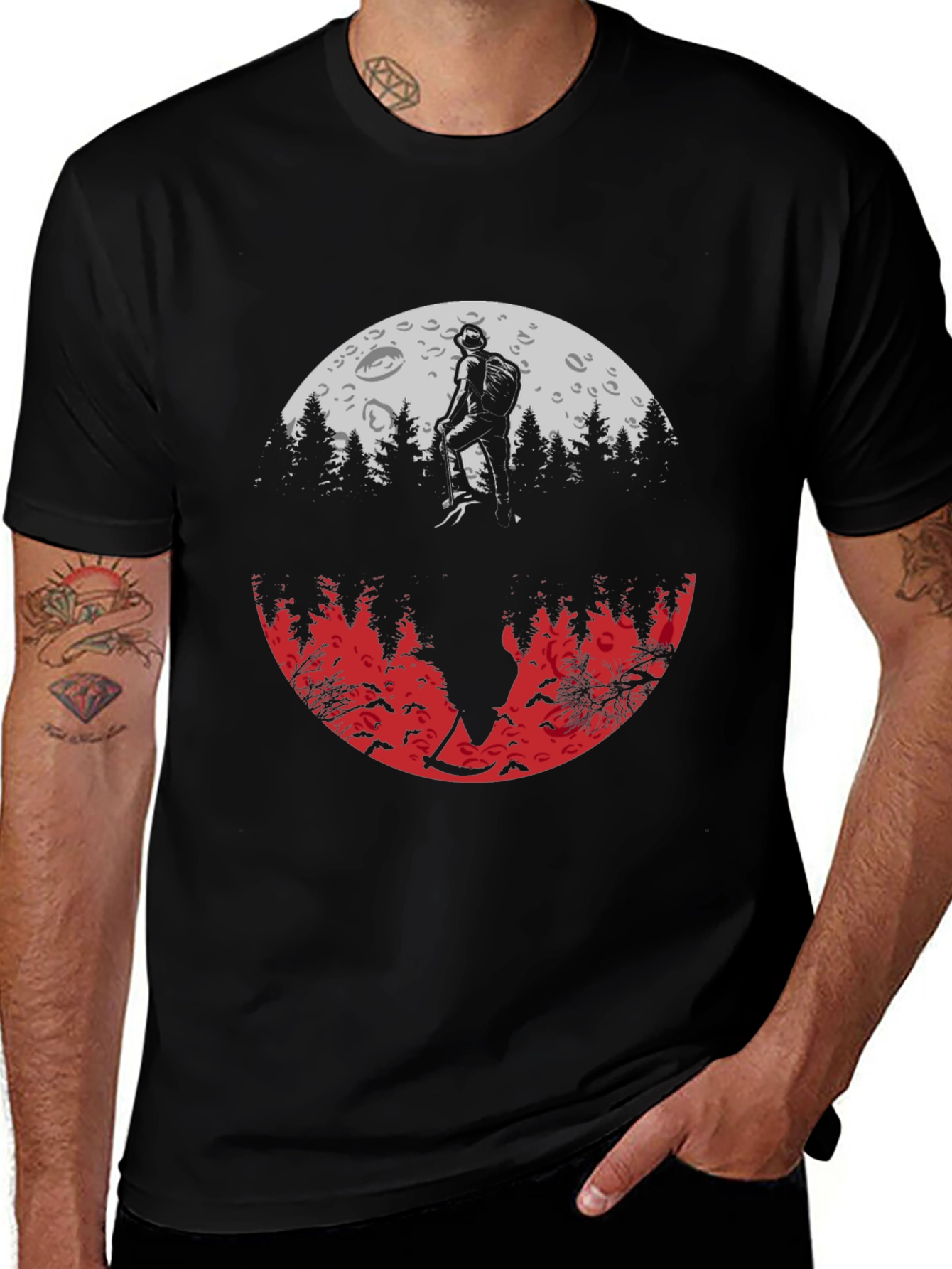 Variant 7 of Hiking Reaper Graphic Tee - Stylish Black T-Shirt