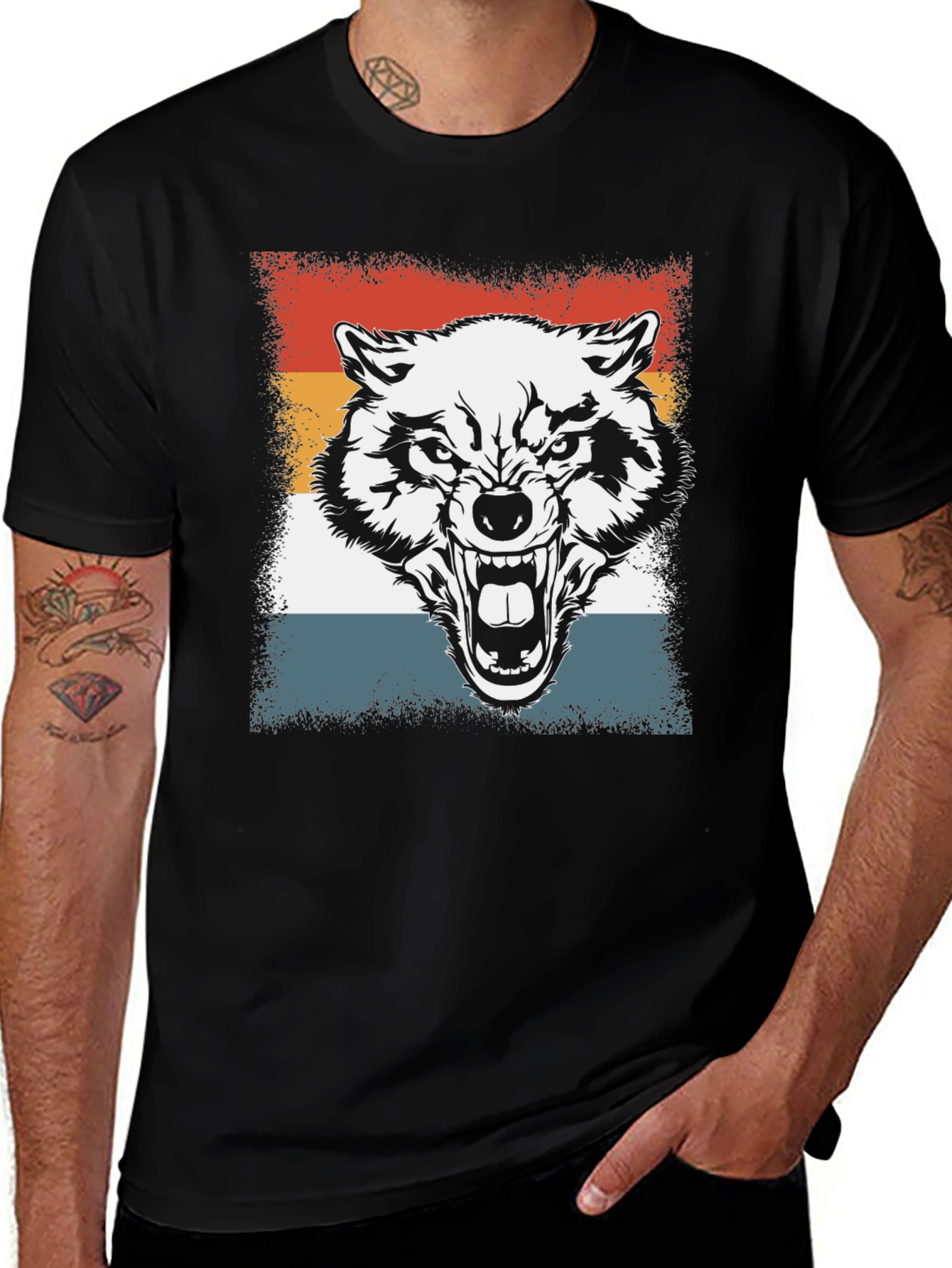 Variant 14 of Retro Wolf Graphic T-Shirt - Bold Animal Tee