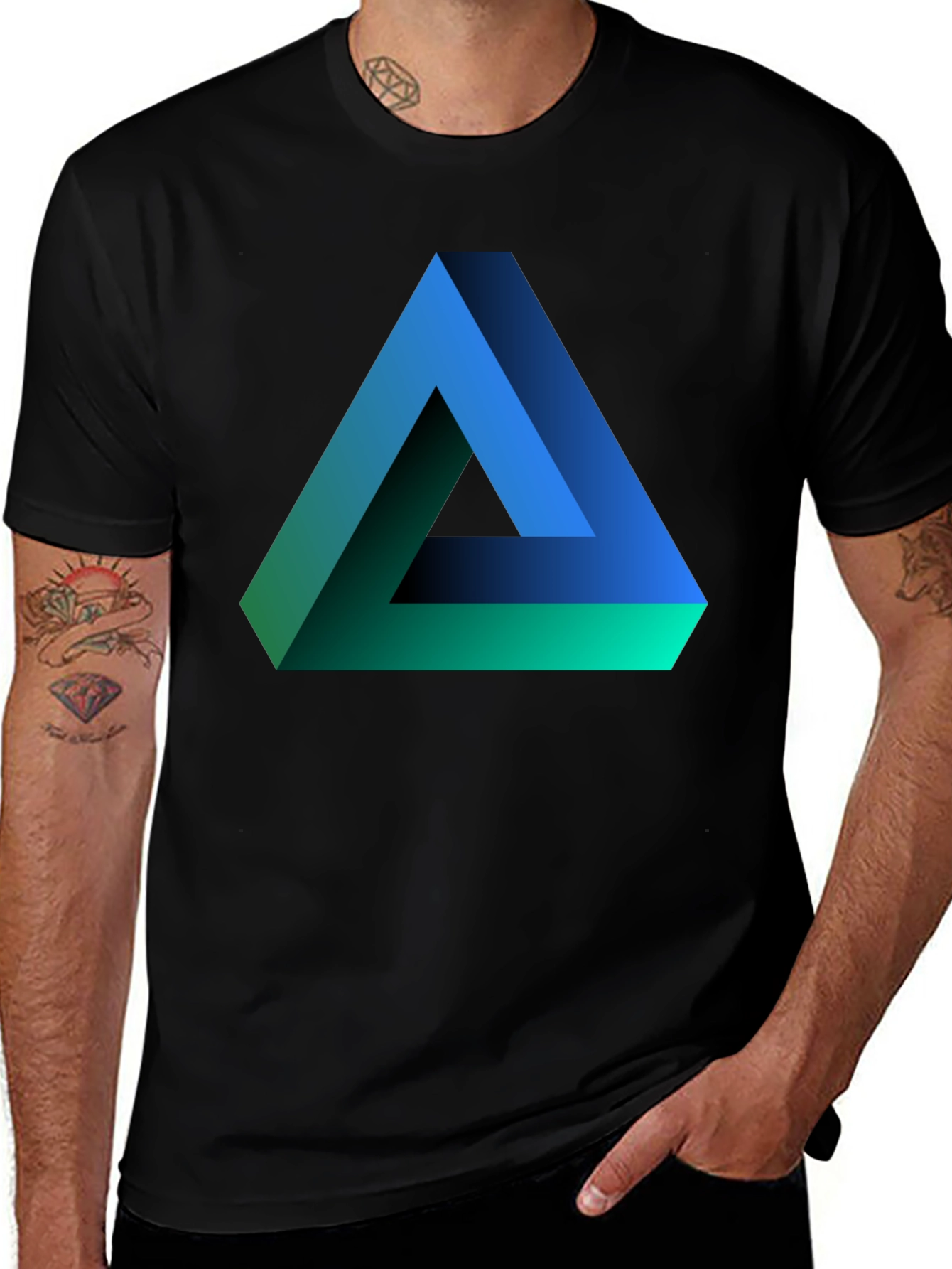 Variant 19 of Impossible Triangle Graphic Tee - Optical Illusion Design