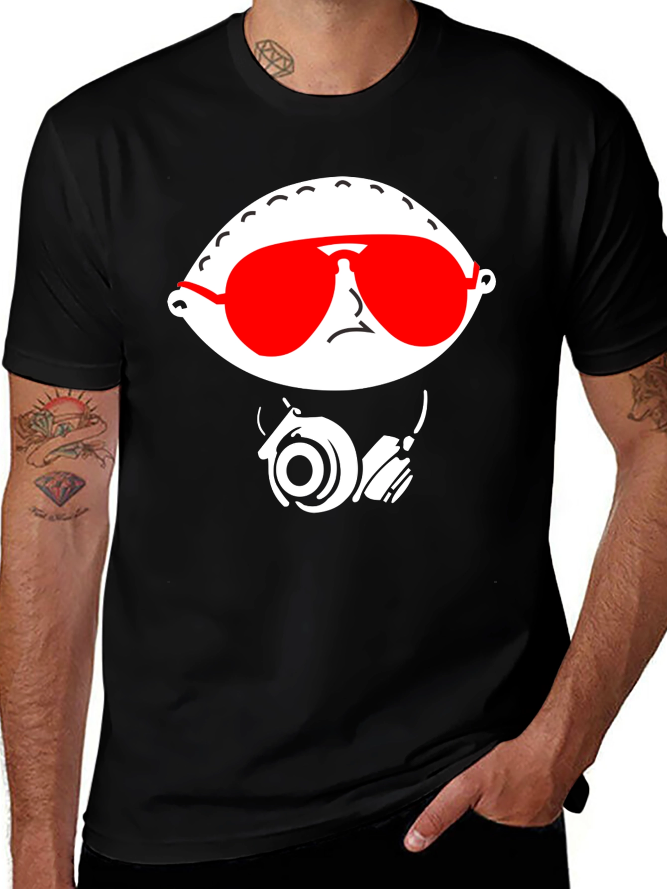 Stewie Griffin Red Sunglasses Black Graphic Tee