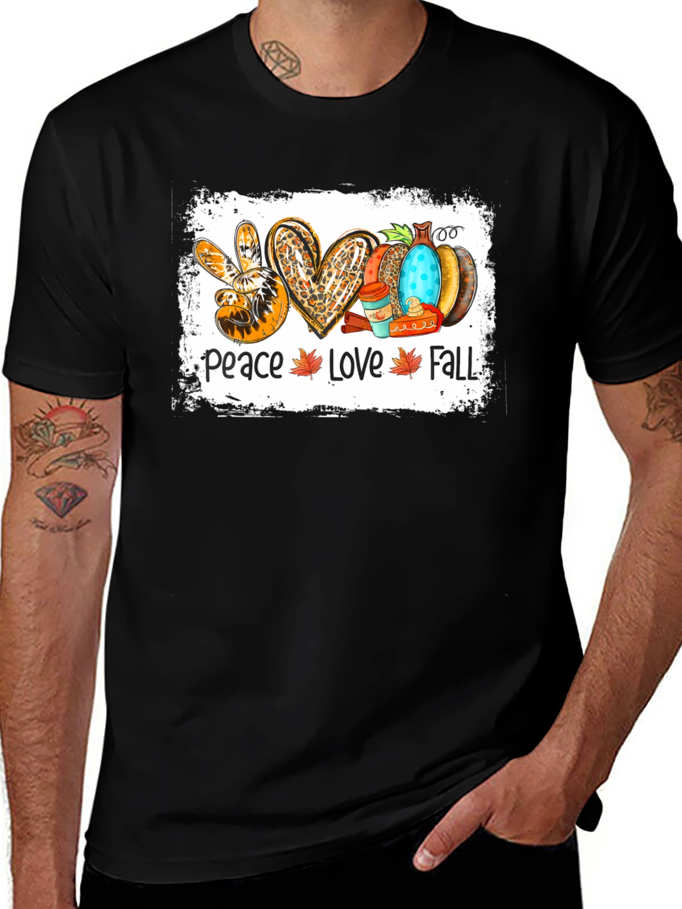 Variant 26 of Peace Love Fall T-Shirt - Autumn Harvest Graphic Tee