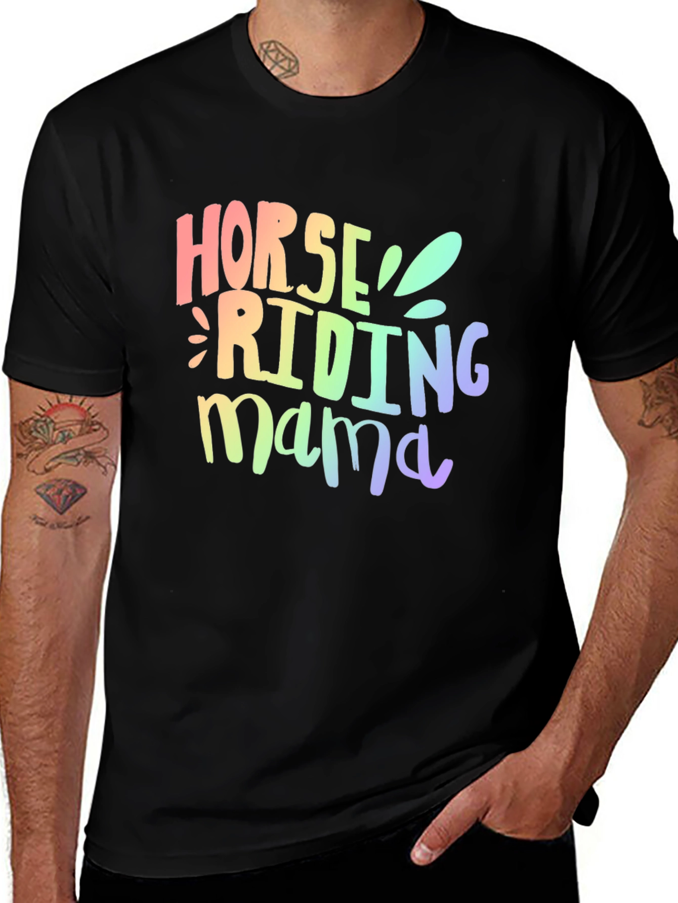 Variant 25 of Horse Riding Mama Graphic Tee - Black