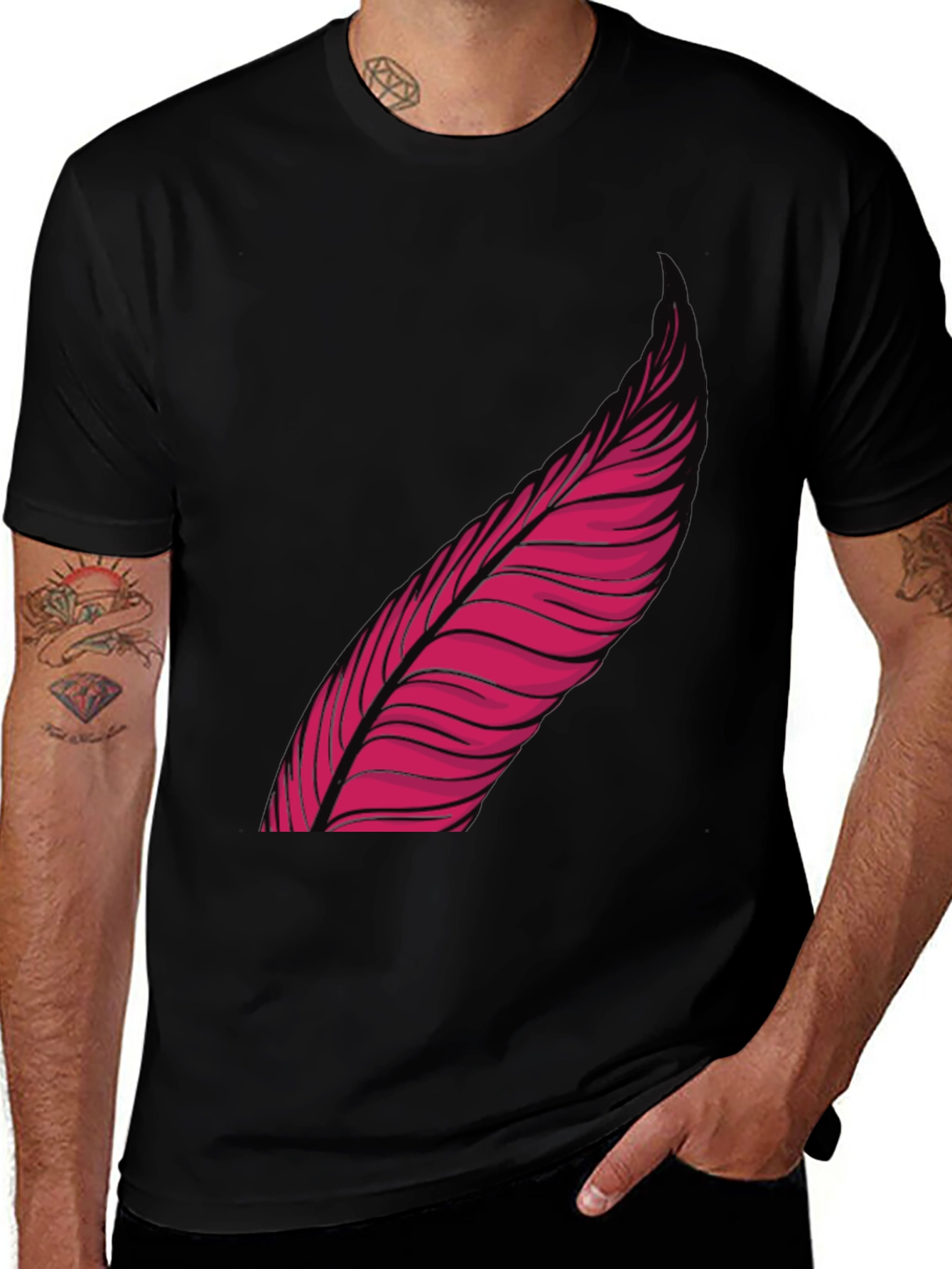 Variant 7 of Feather Graphic Black T-Shirt