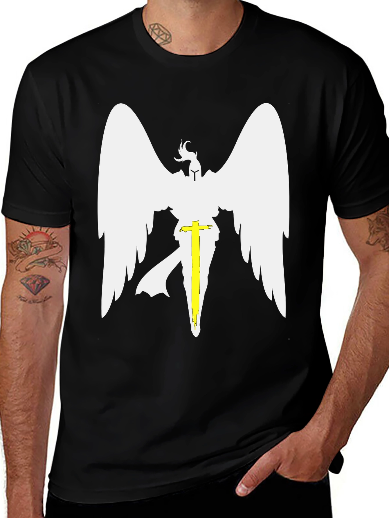 Variant 29 of Angel Wings Graphic Black T-Shirt