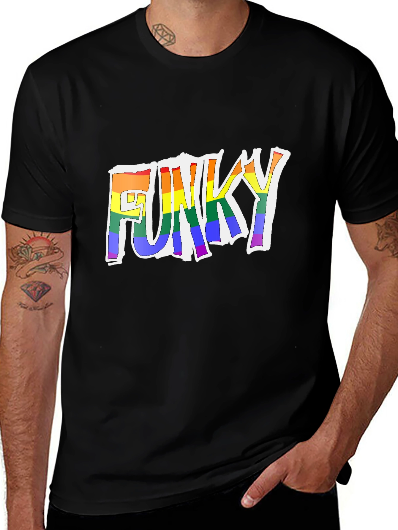 Variant 2 of Funky Pride T-Shirt - Rainbow Lettering
