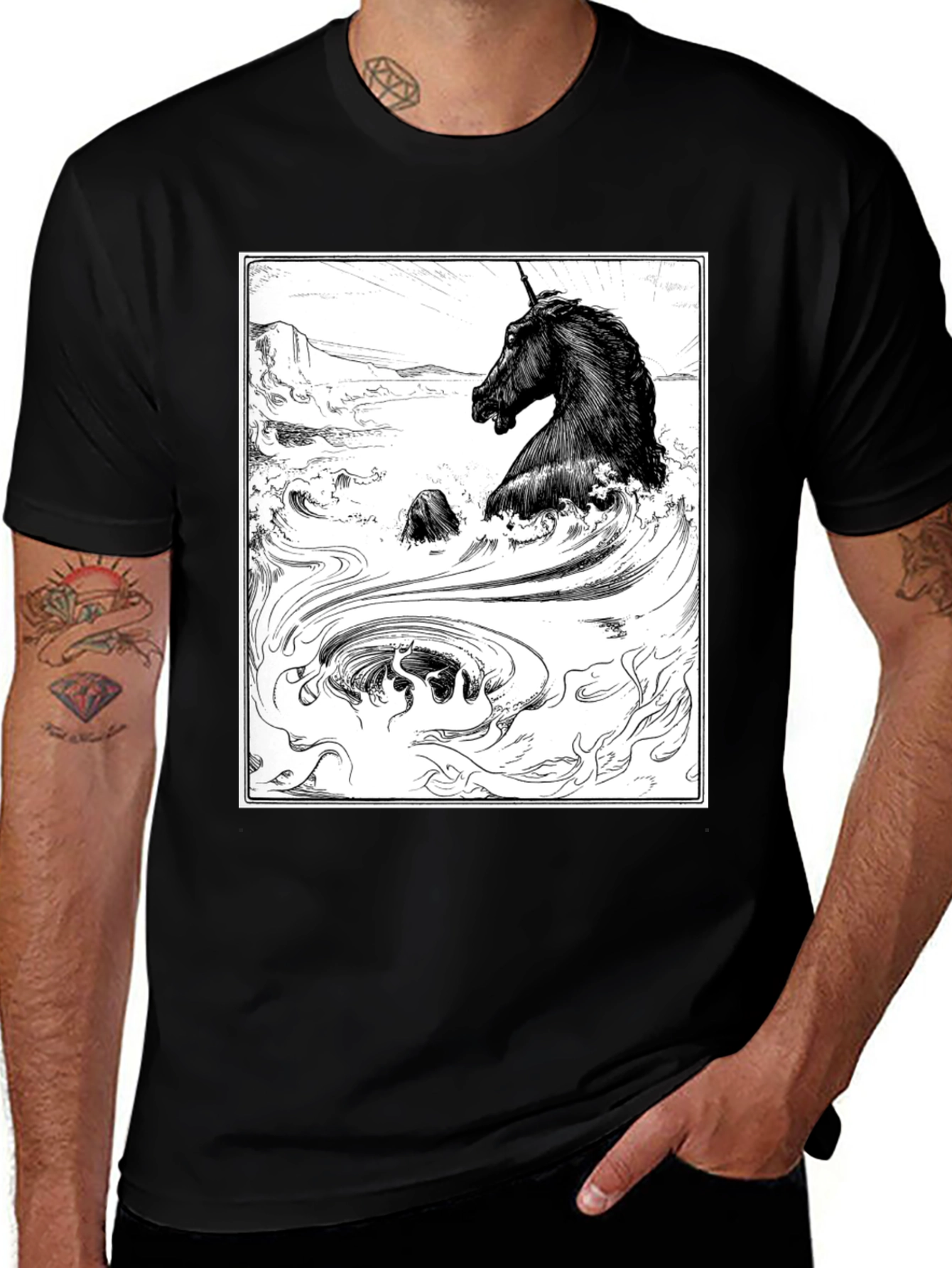 Variant 9 of Unicorn Graphic T-Shirt - Black