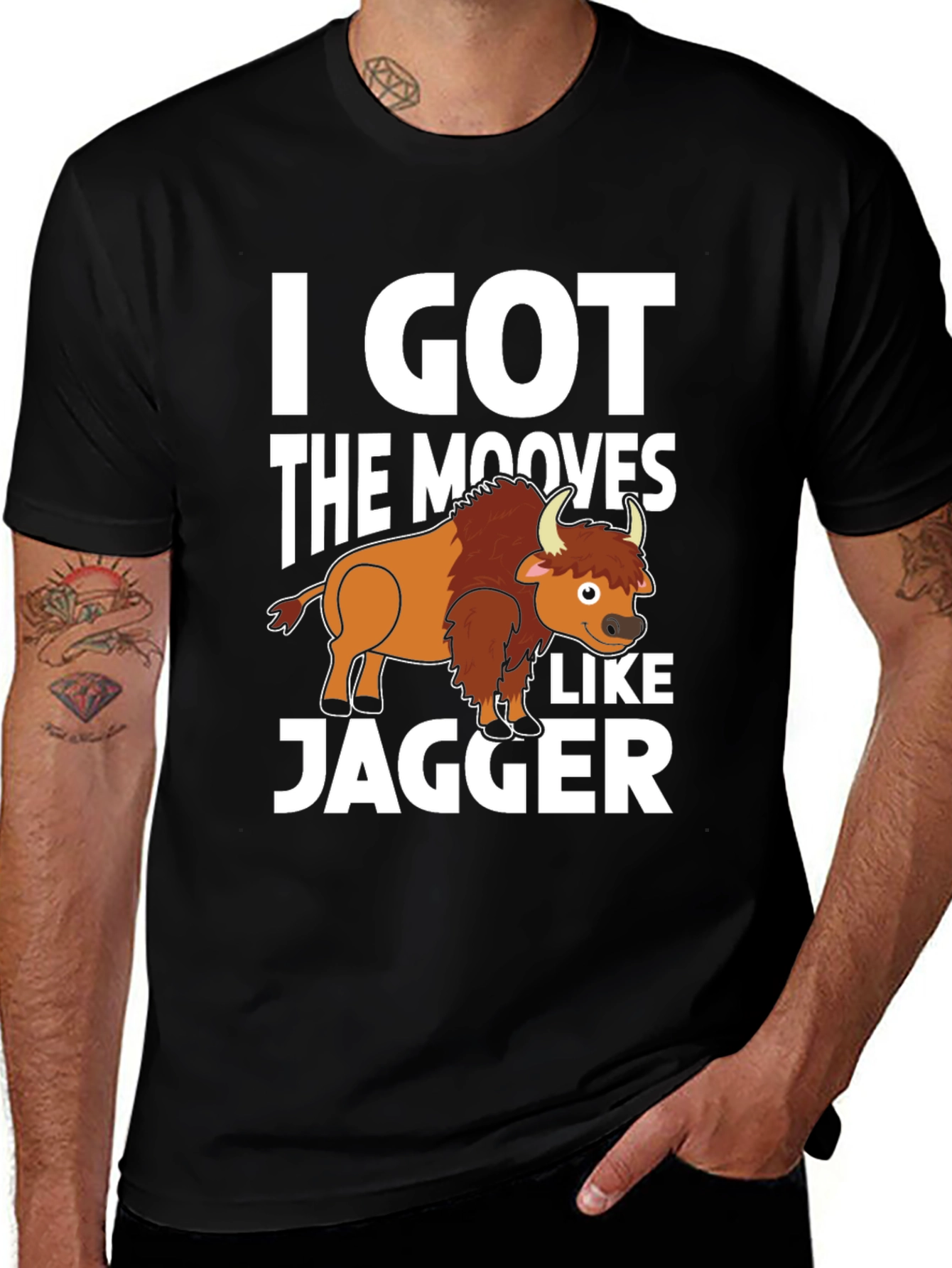 Variant 26 of Funny "Mooves Like Jagger" Buffalo Graphic Tee