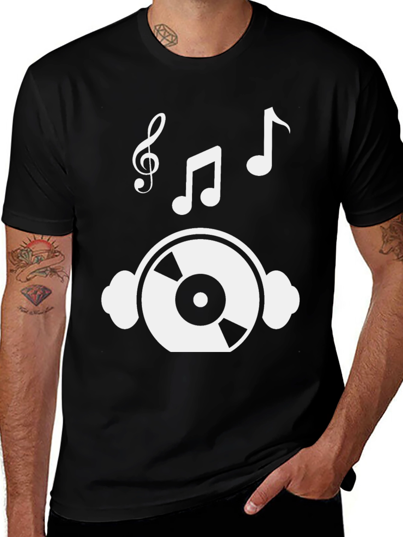 Variant 20 of Musical T-Shirt: Headphones & Notes