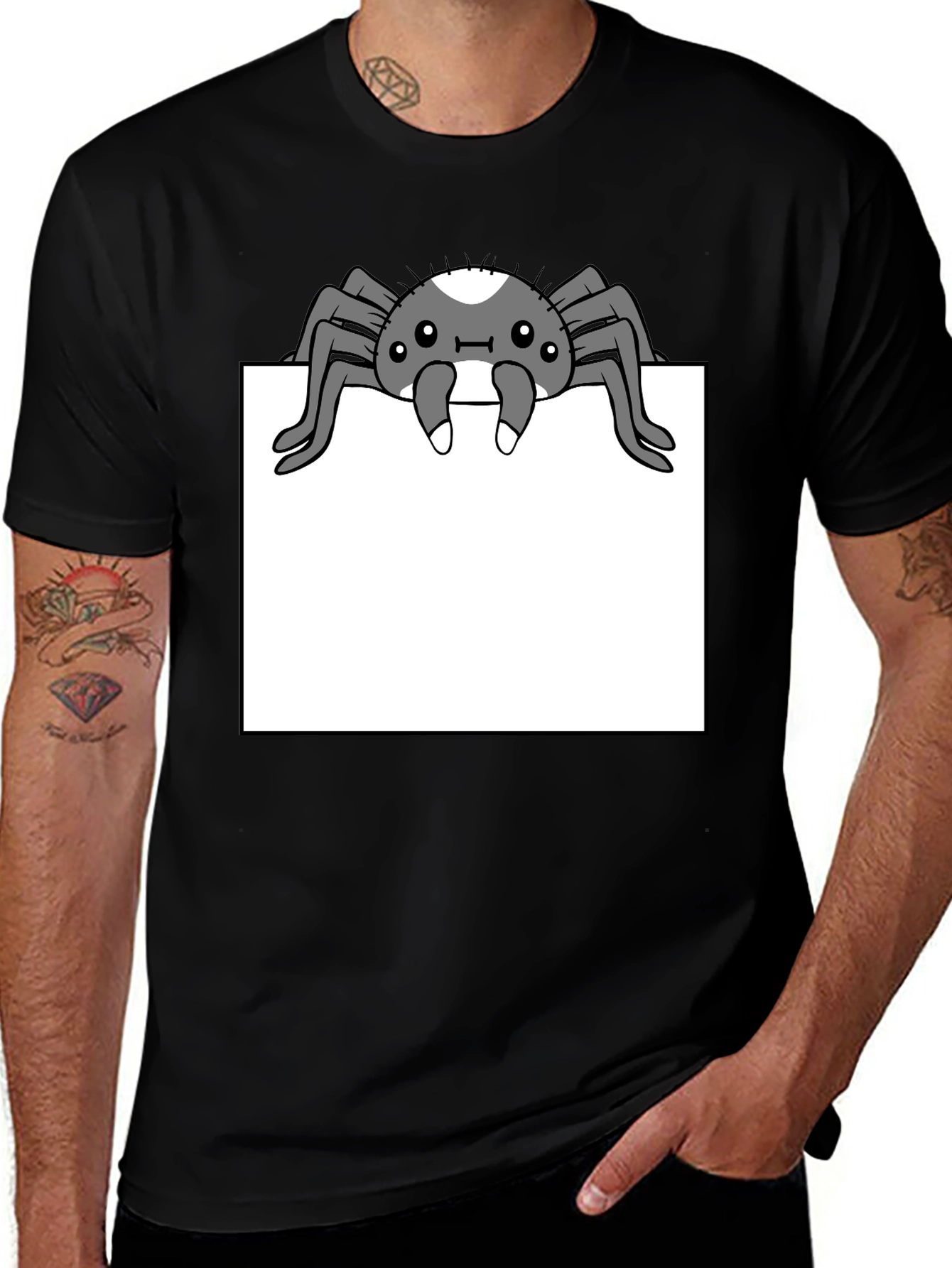 Black Spider Graphic Tee - Cute & Creepy Style main image