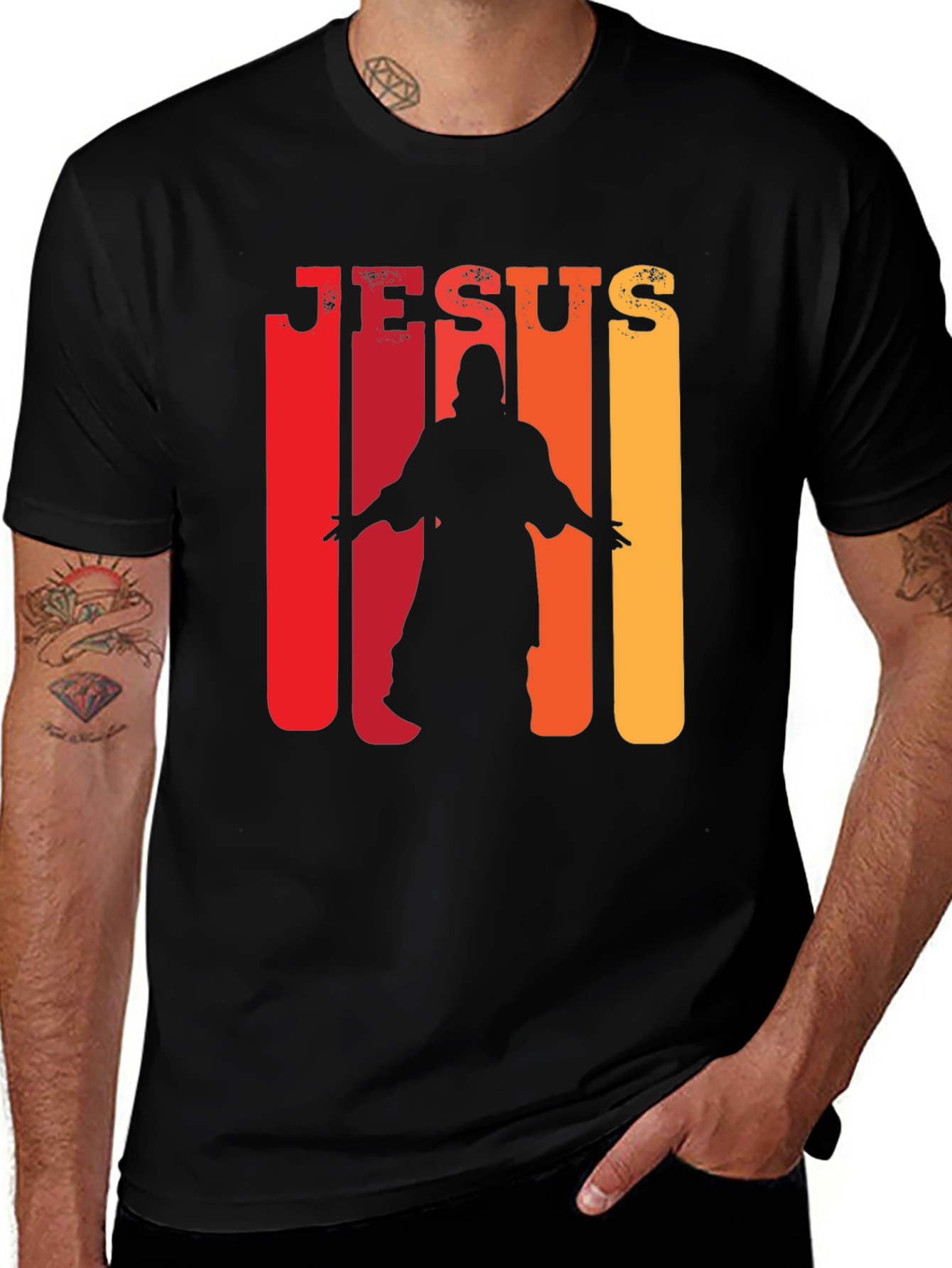 Jesus Silhouette Retro T-Shirt - Christian Faith Tee