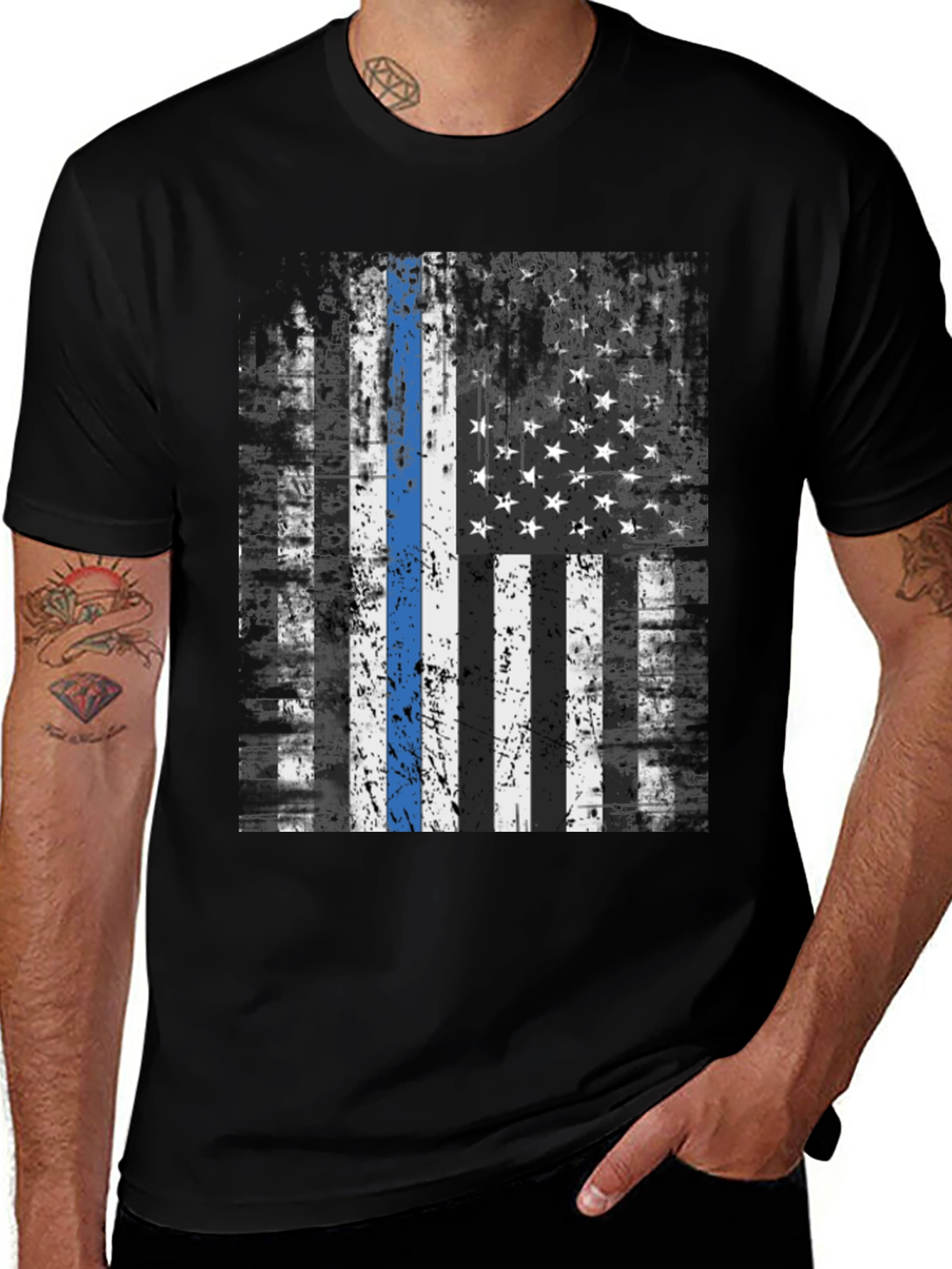 Variant 23 of Thin Blue Line American Flag T-Shirt