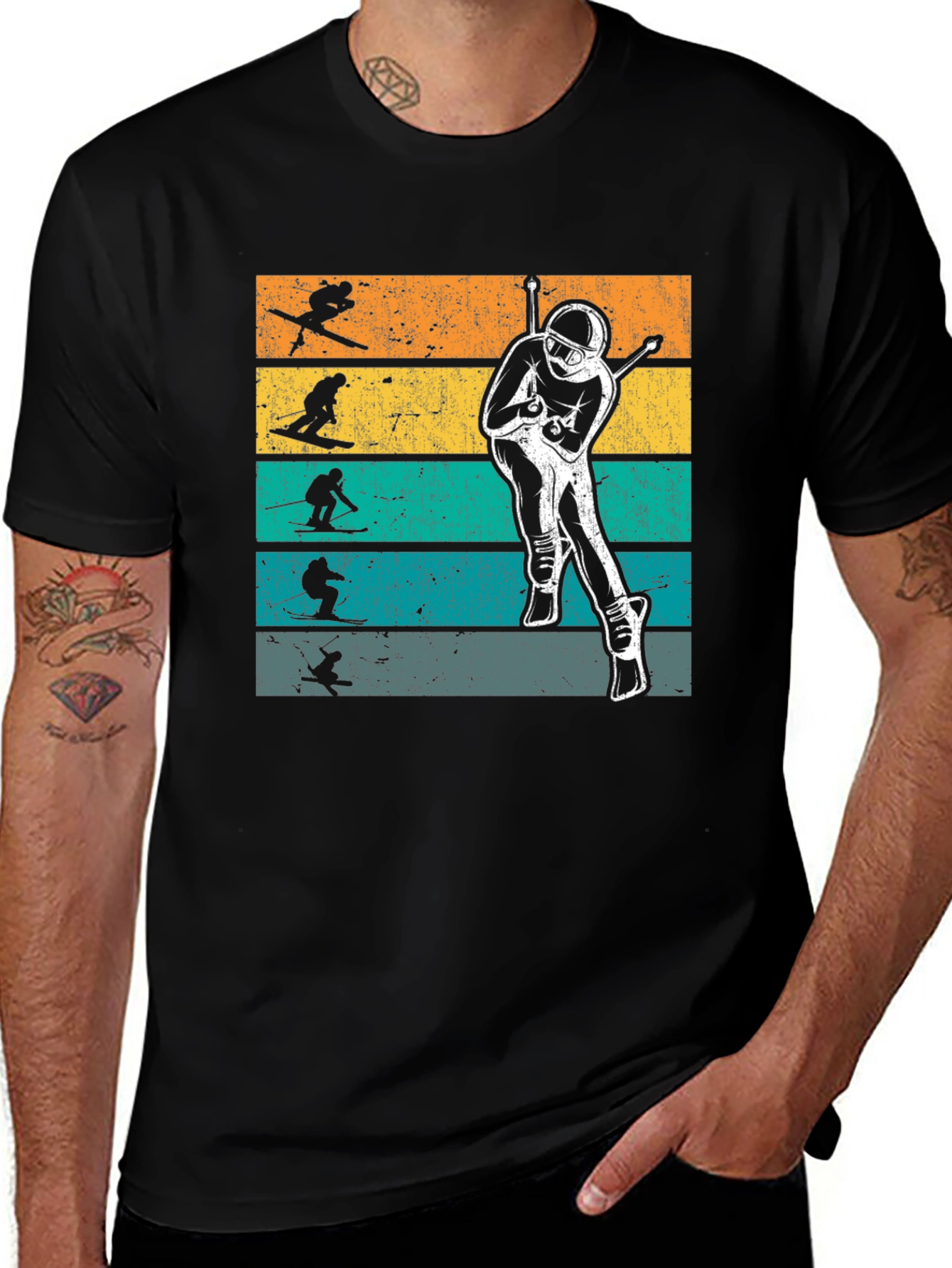 Variant 16 of Vintage Skiing Retro T-Shirt, Skier Silhouette Tee