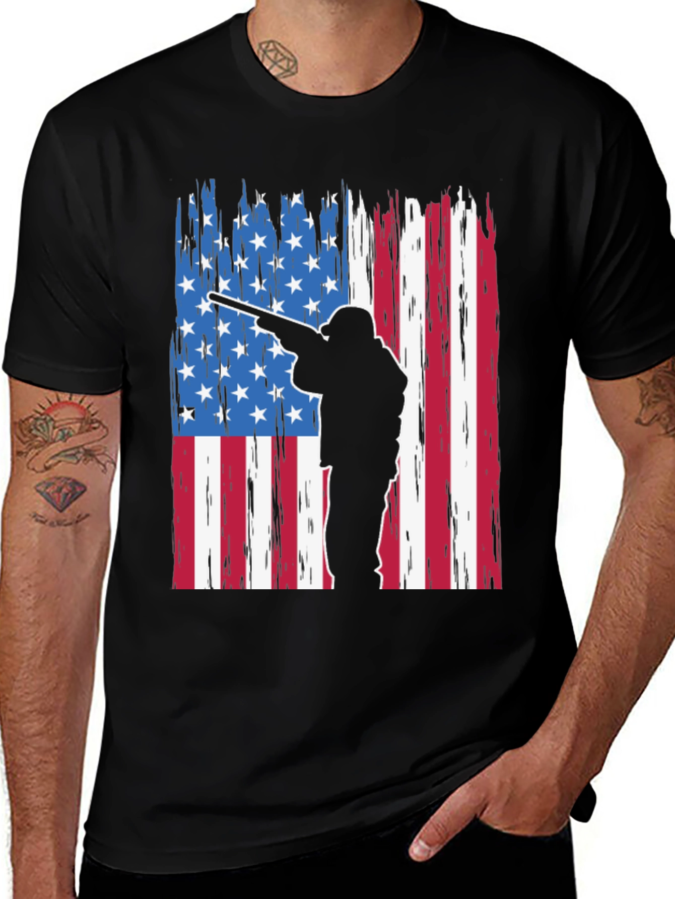 Variant 24 of Patriotic Hunter T-Shirt American Flag Design