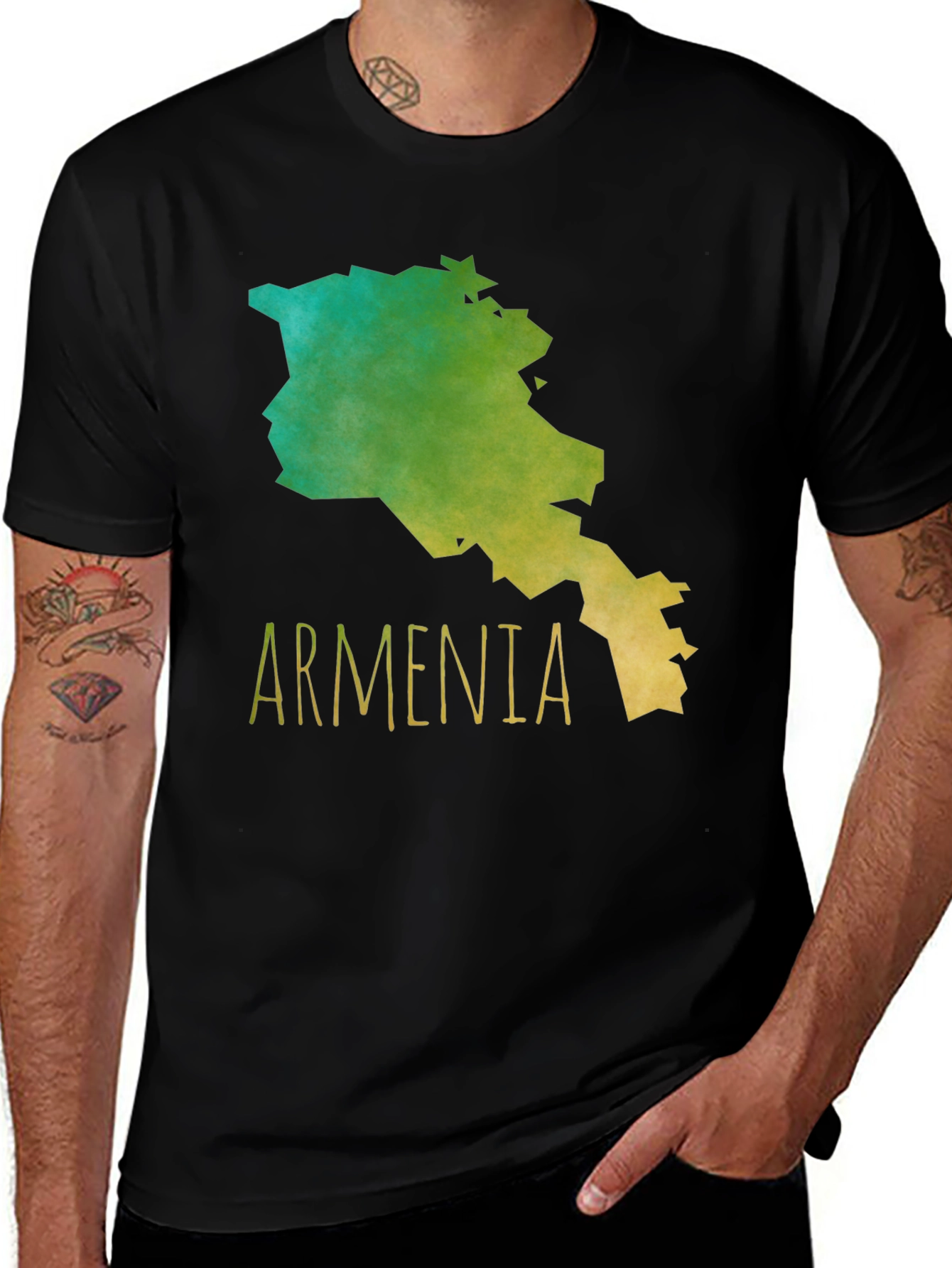 Variant 22 of Armenia Map Graphic Tee - Black Cotton T-Shirt