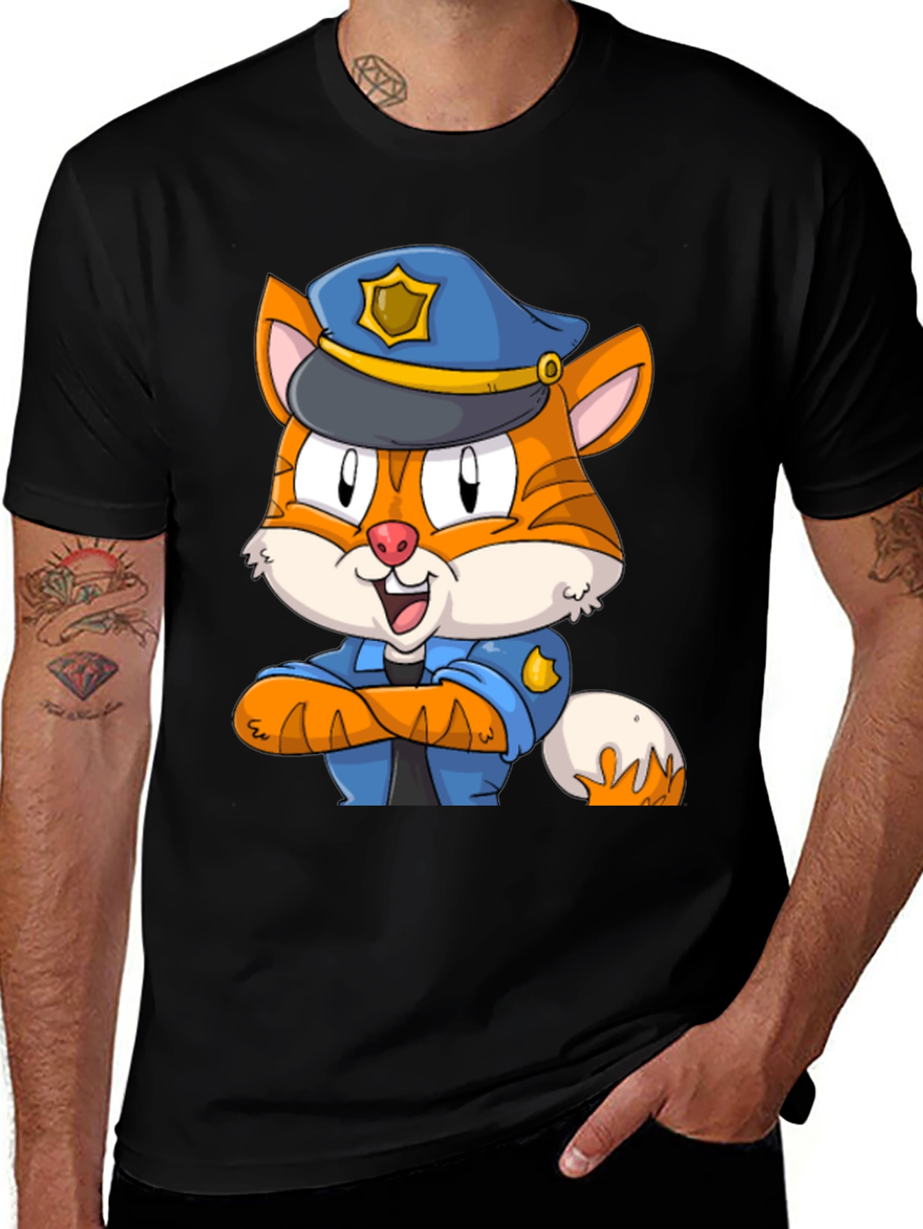 Cartoon Cat Police T-Shirt