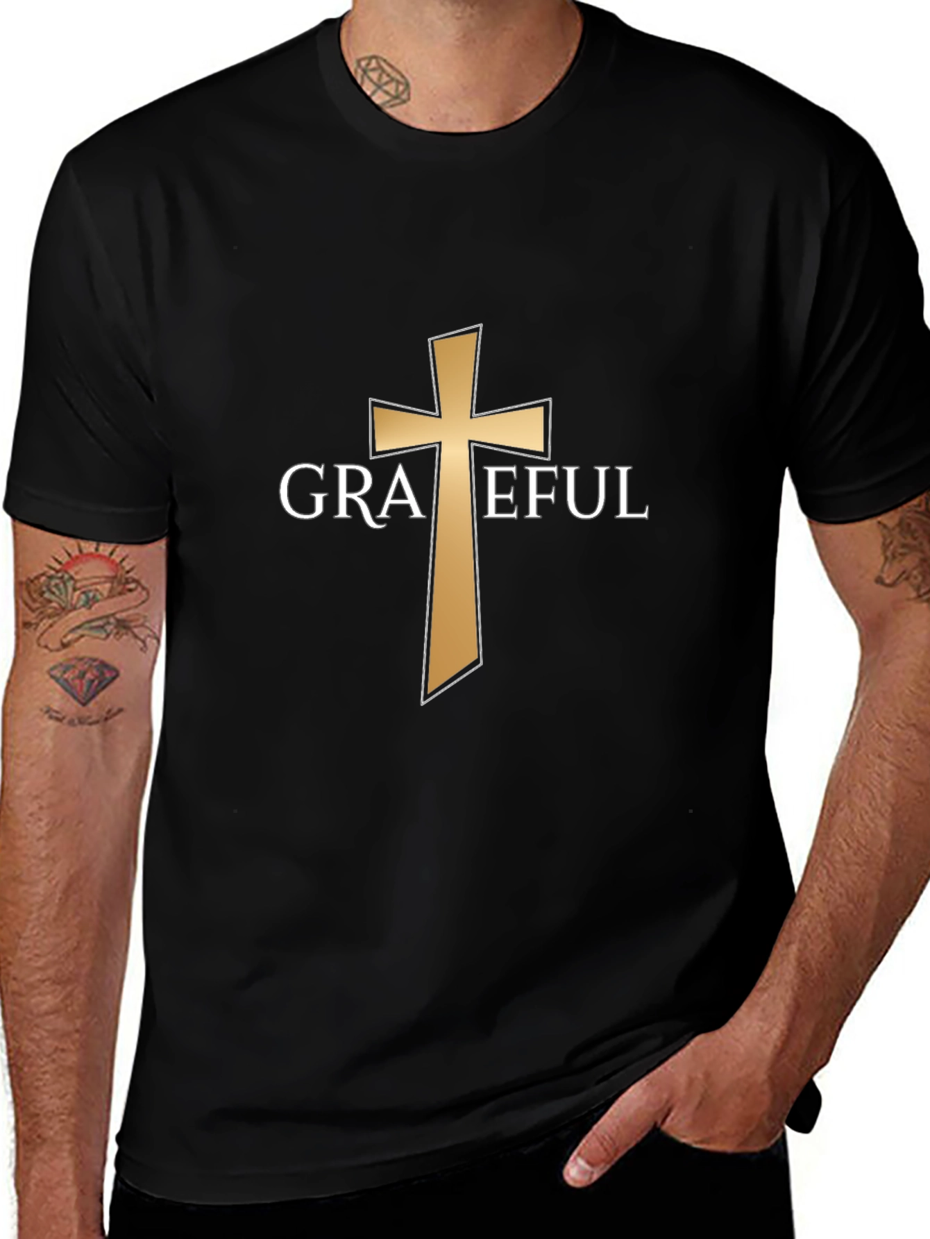Grateful Cross Graphic T-Shirt - Christian Apparel