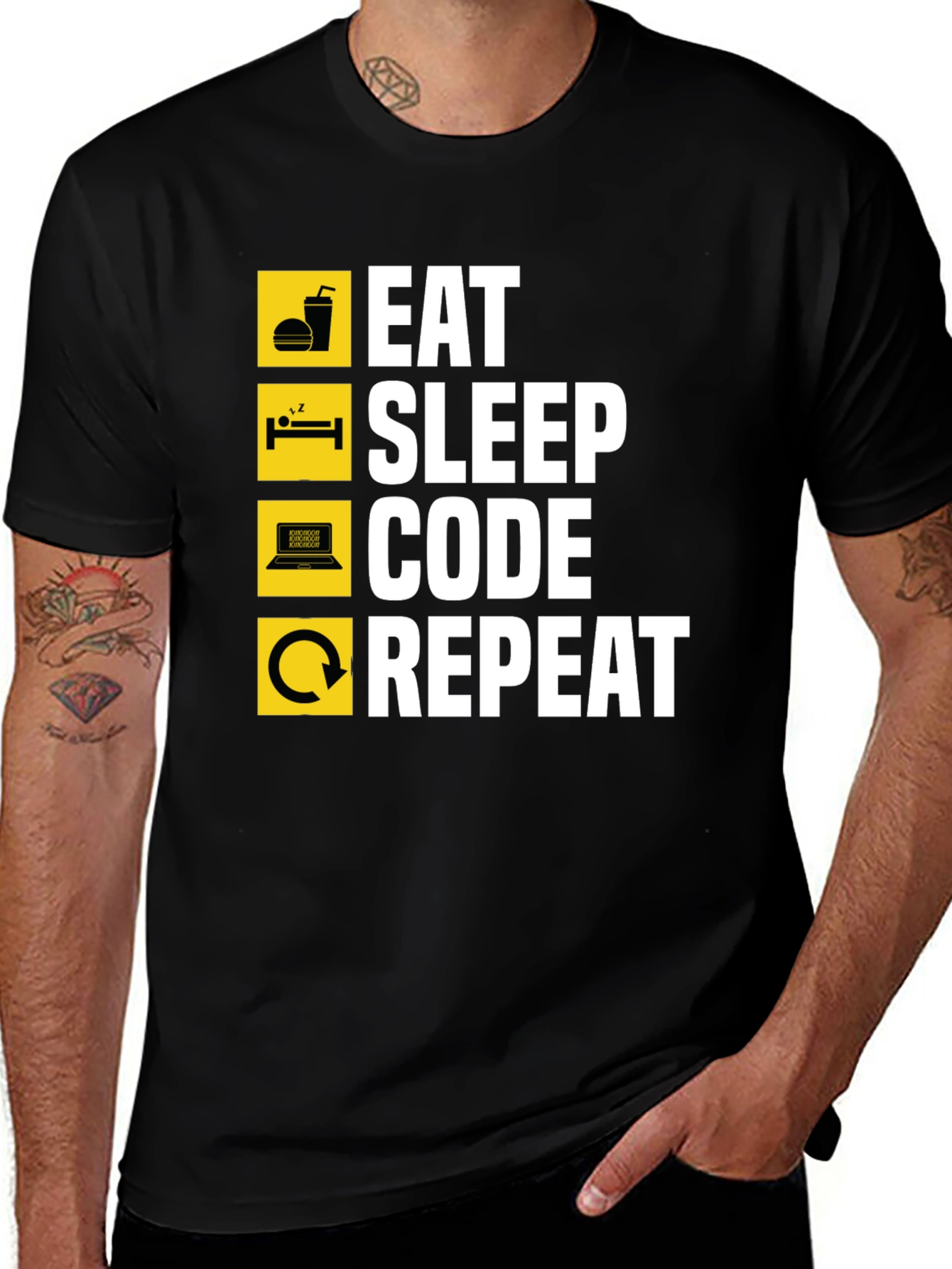 Eat Sleep Code Repeat Graphic T-Shirt