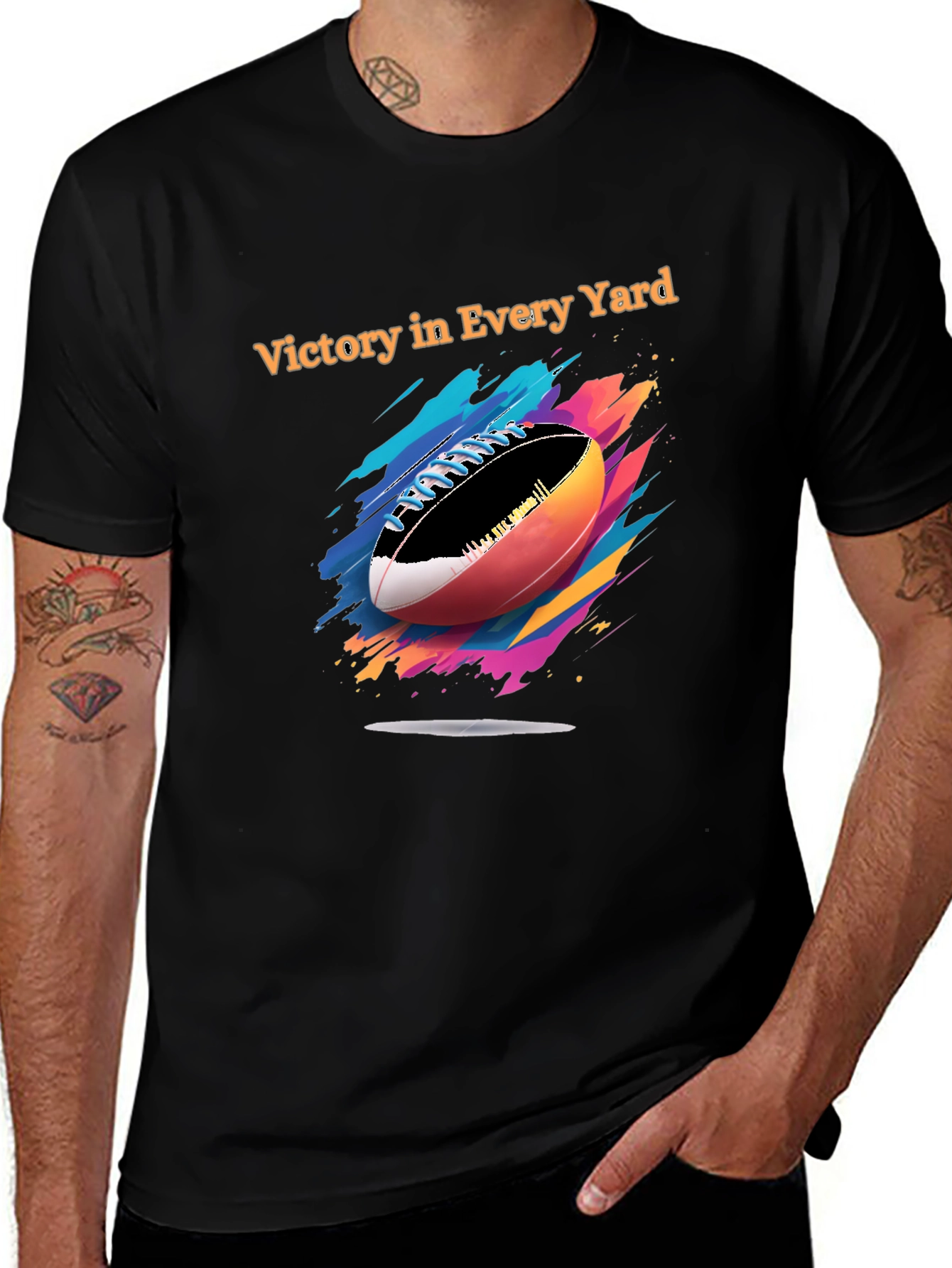 Variant 27 of Victory in Every Yard Football Graphic Tee