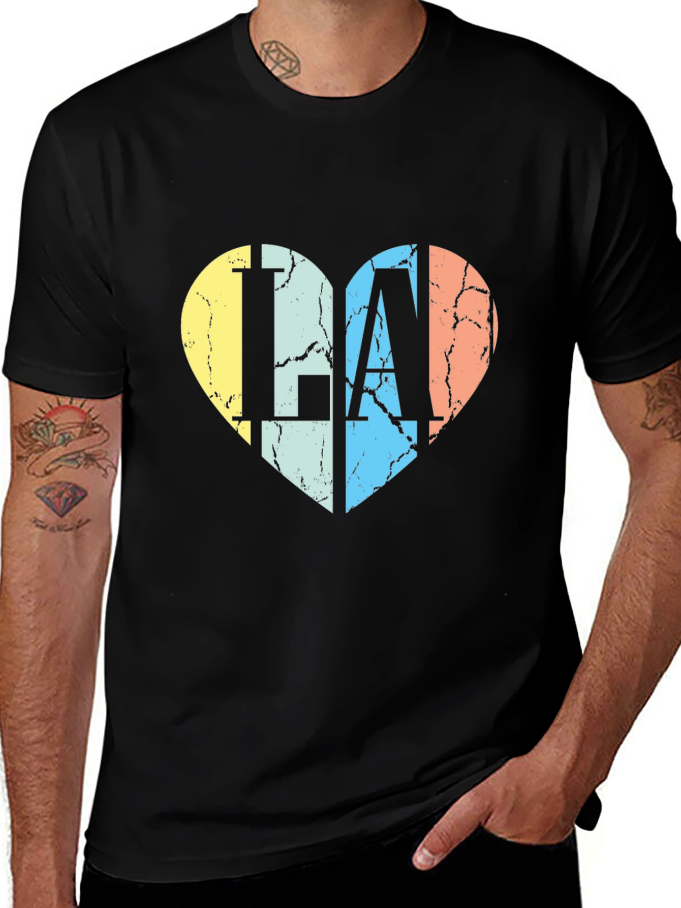 LA Love Heart Graphic Tee - Black T-Shirt