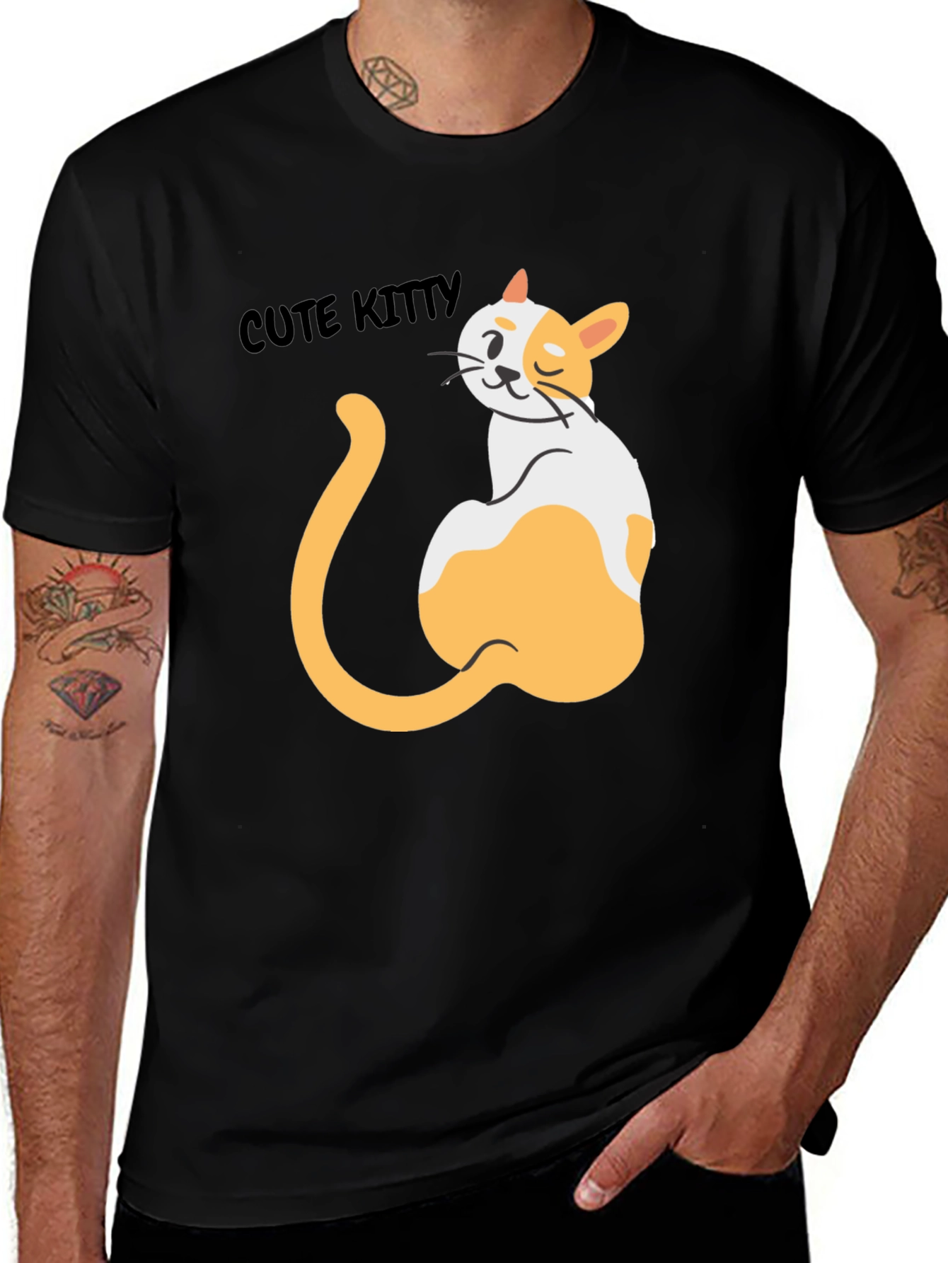 Variant 30 of Cute Kitty Graphic Black T-Shirt