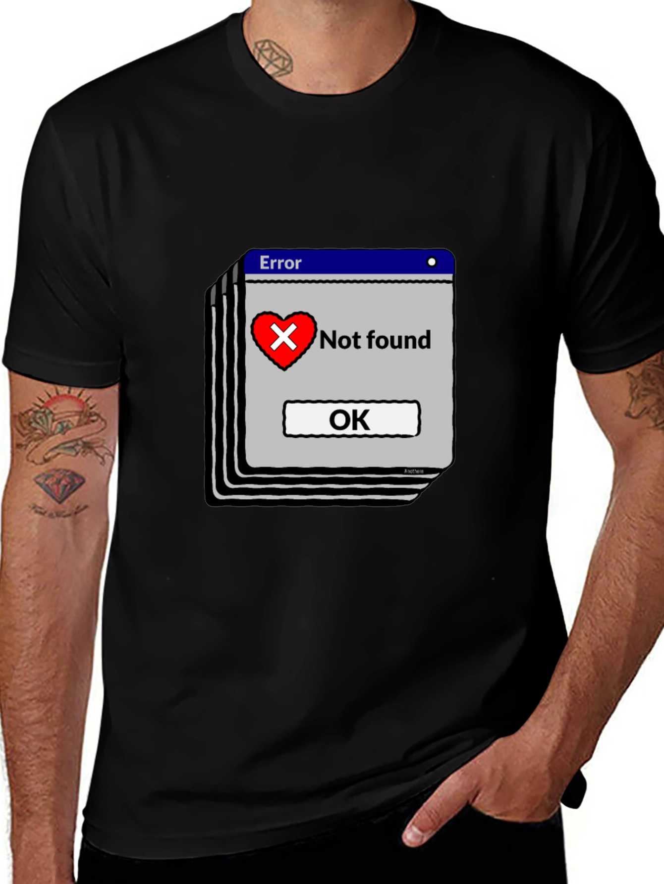 Variant 11 of Error Heart Not Found Black T-Shirt