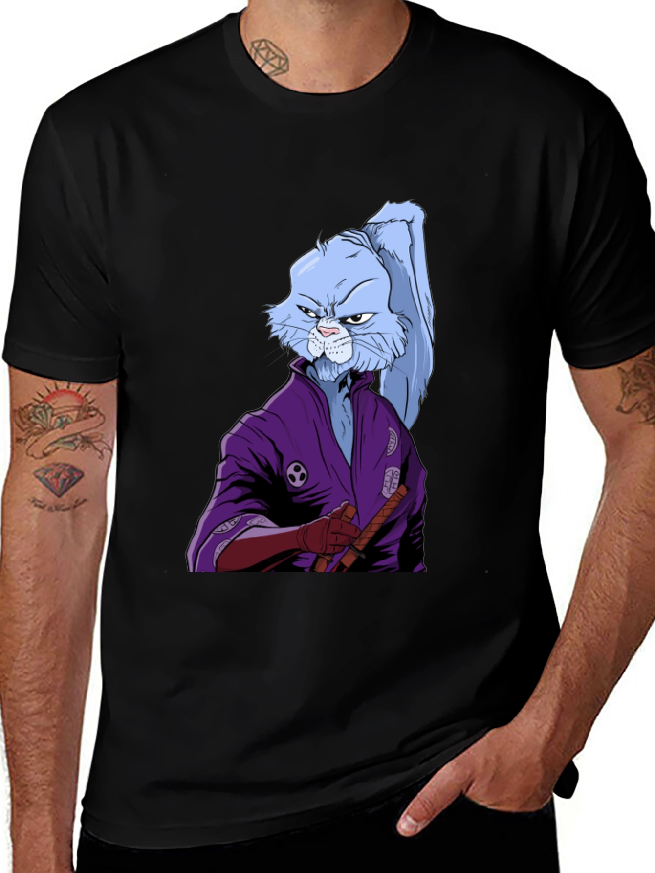 Samurai Rabbit Graphic T-Shirt - Cool Animated Design