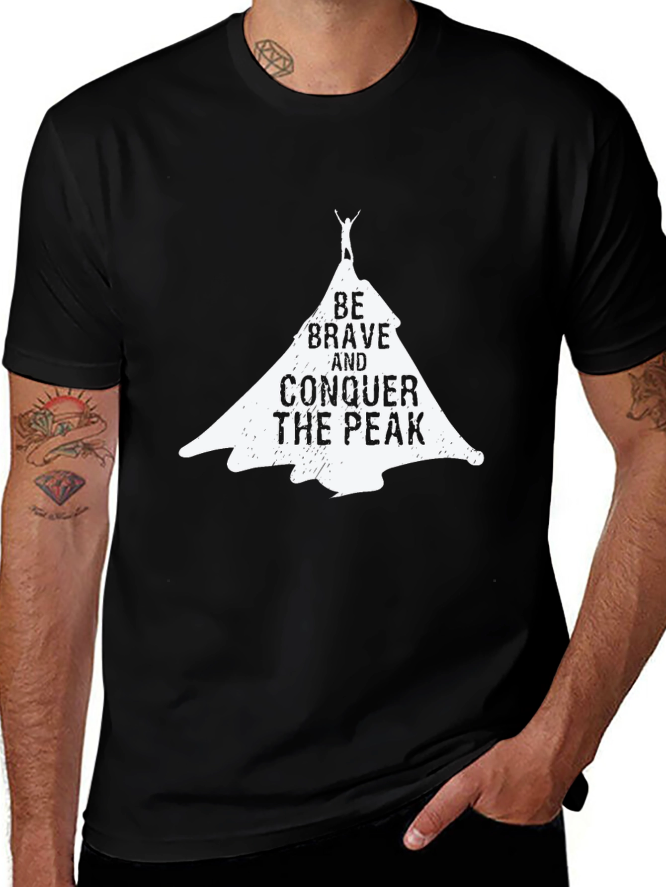 Variant 12 of Be Brave Conquer Peak Black Graphic Tee
