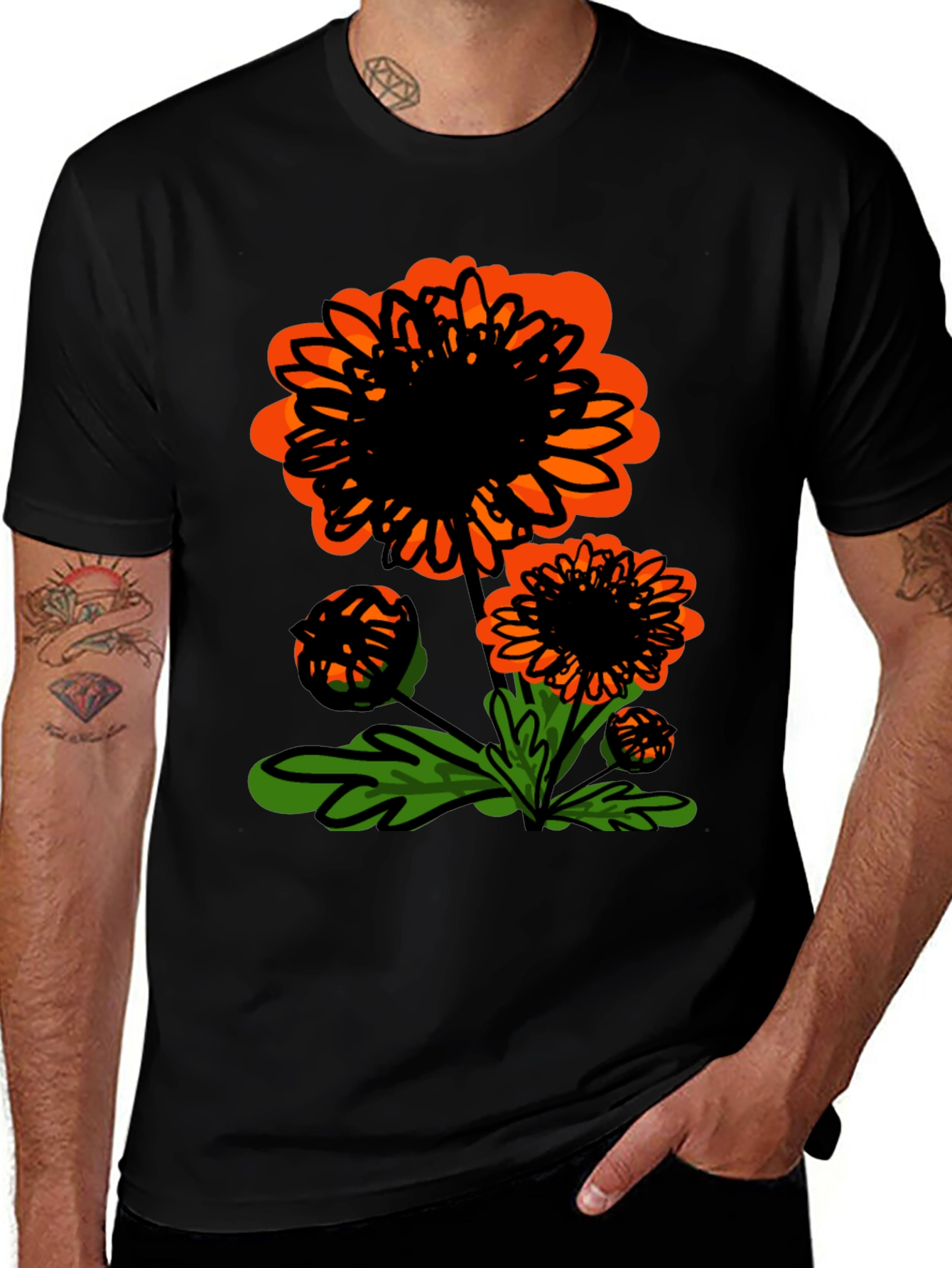 Variant 19 of Floral Graphic Tee - Black