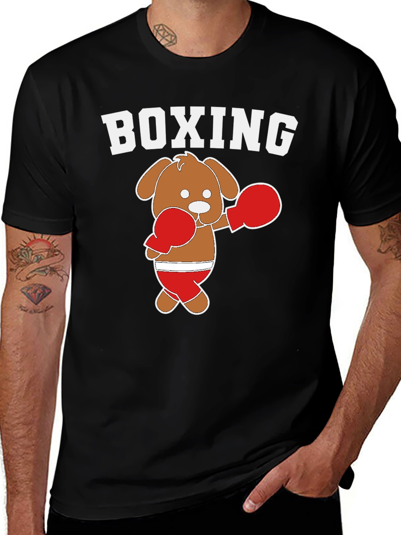 Black Boxing Dog Graphic Tee main image