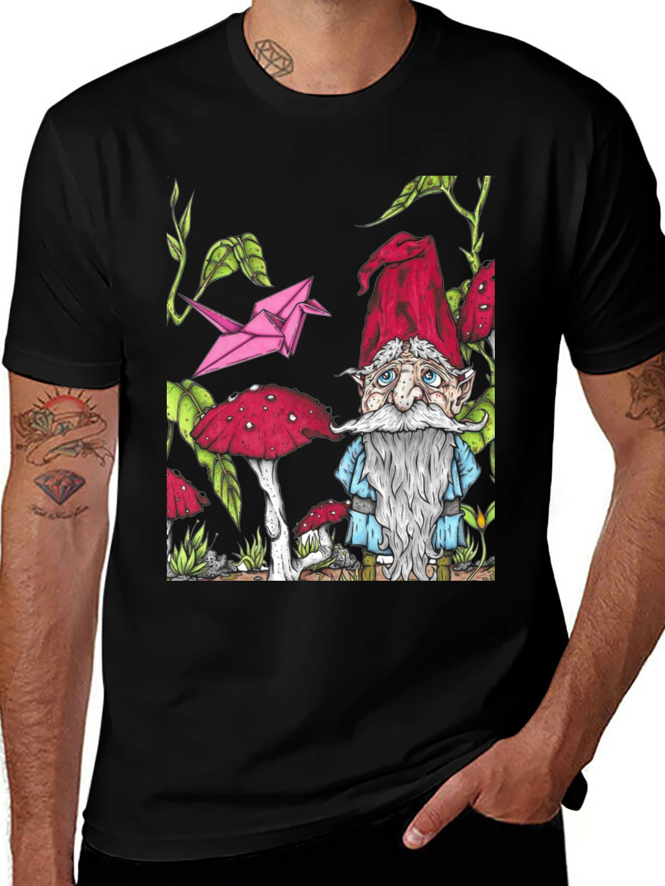 Variant 11 of Gnome & Mushroom T-Shirt - Unique Graphic Tee