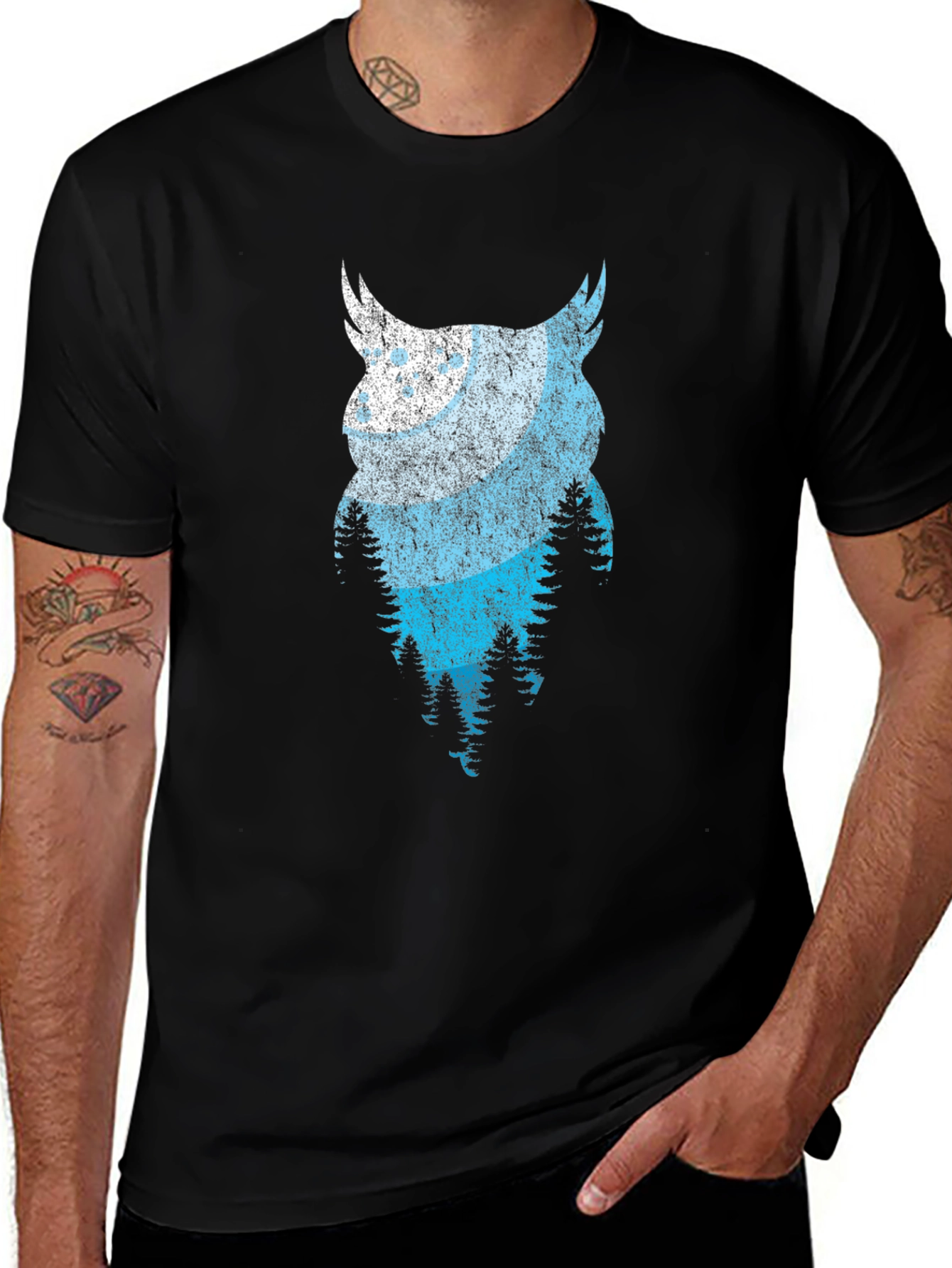 Owl Forest Graphic Tee - Nature Inspired Design