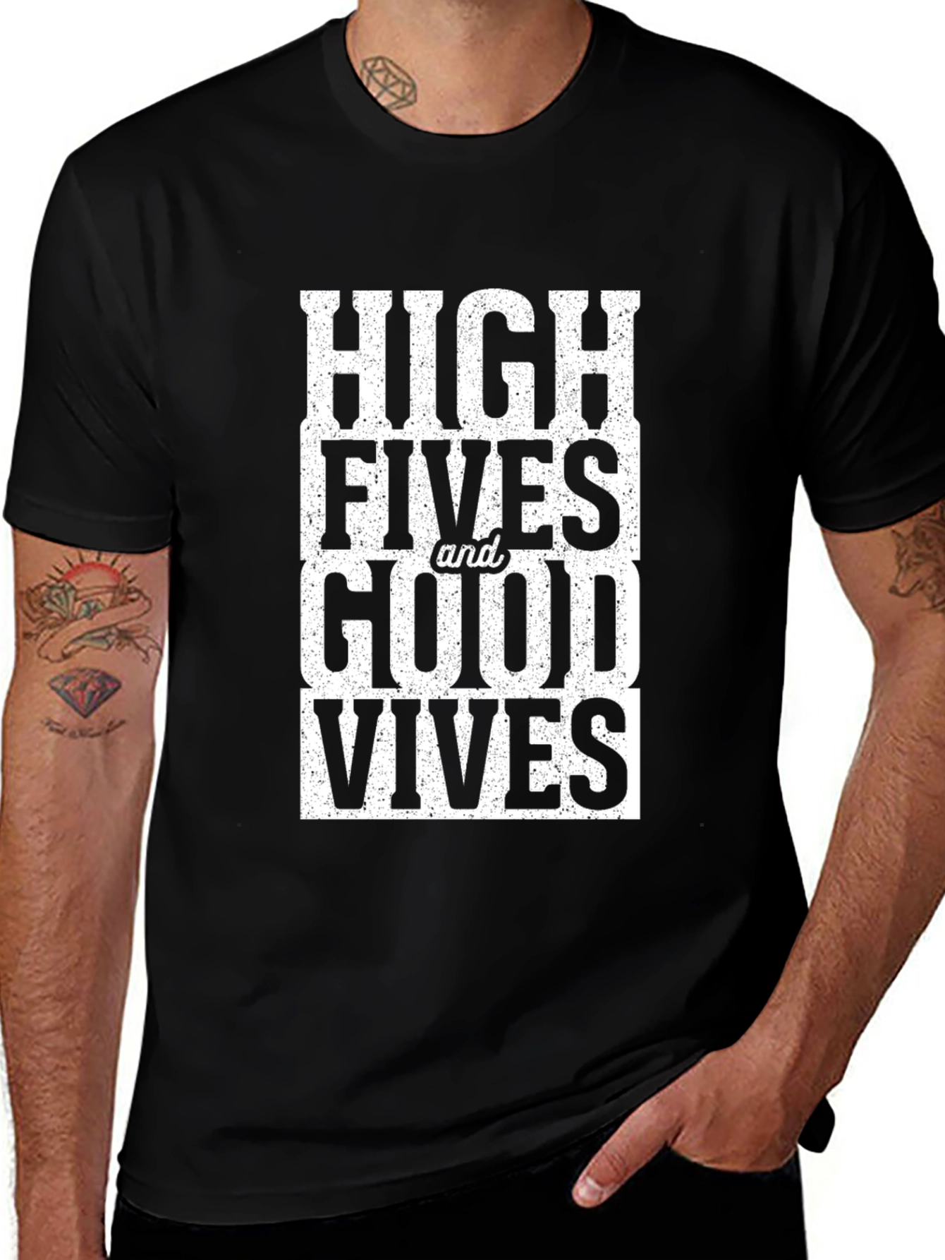 Variant 17 of High Fives & Good Vibes Black Graphic Tee