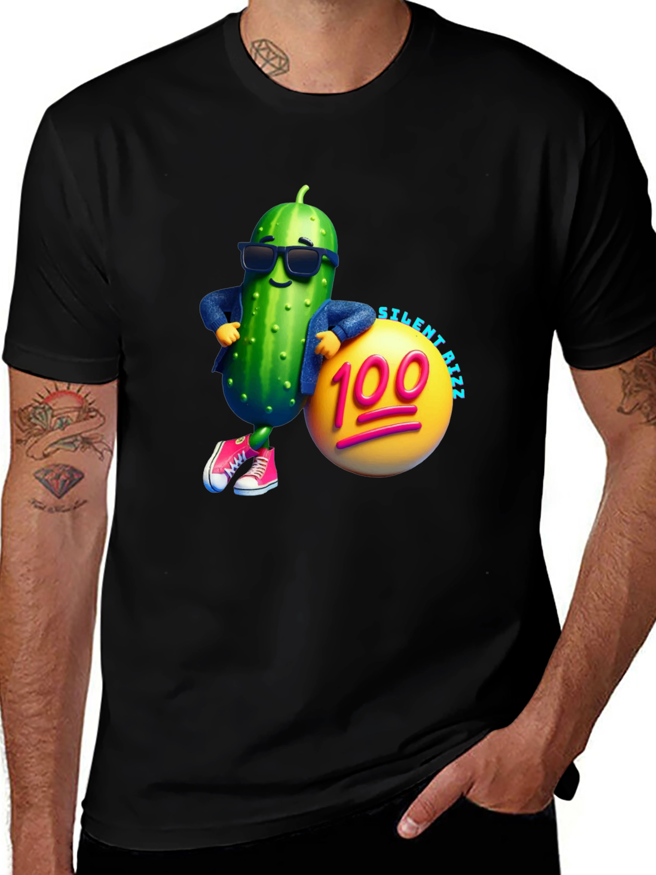 Variant 21 of Silent Rizz Pickle 100 Emoji T-Shirt - Trendy Graphic Tee