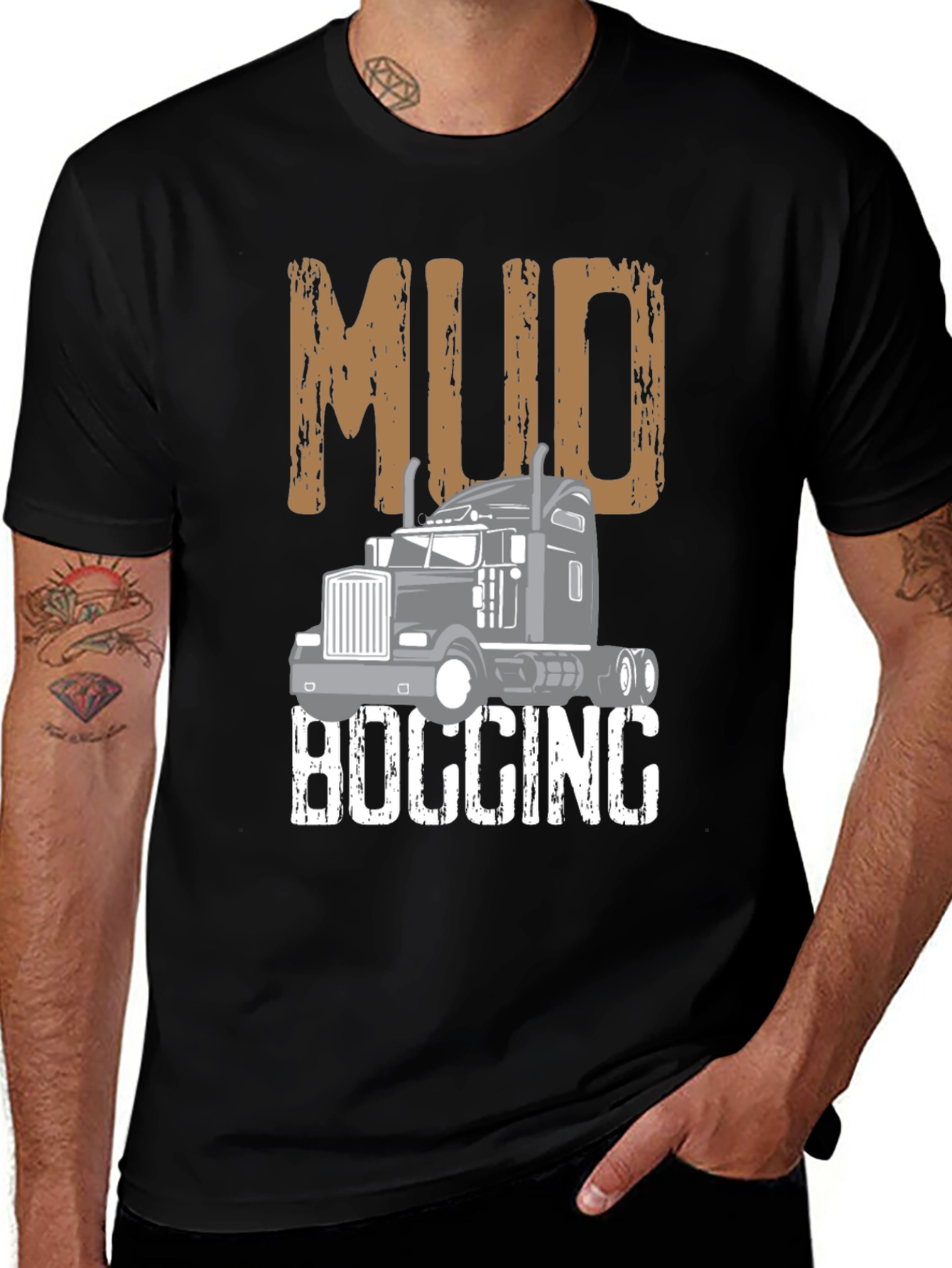 Variant 28 of Mud Bogging Truck Graphic Tee - Men's Black T-Shirt