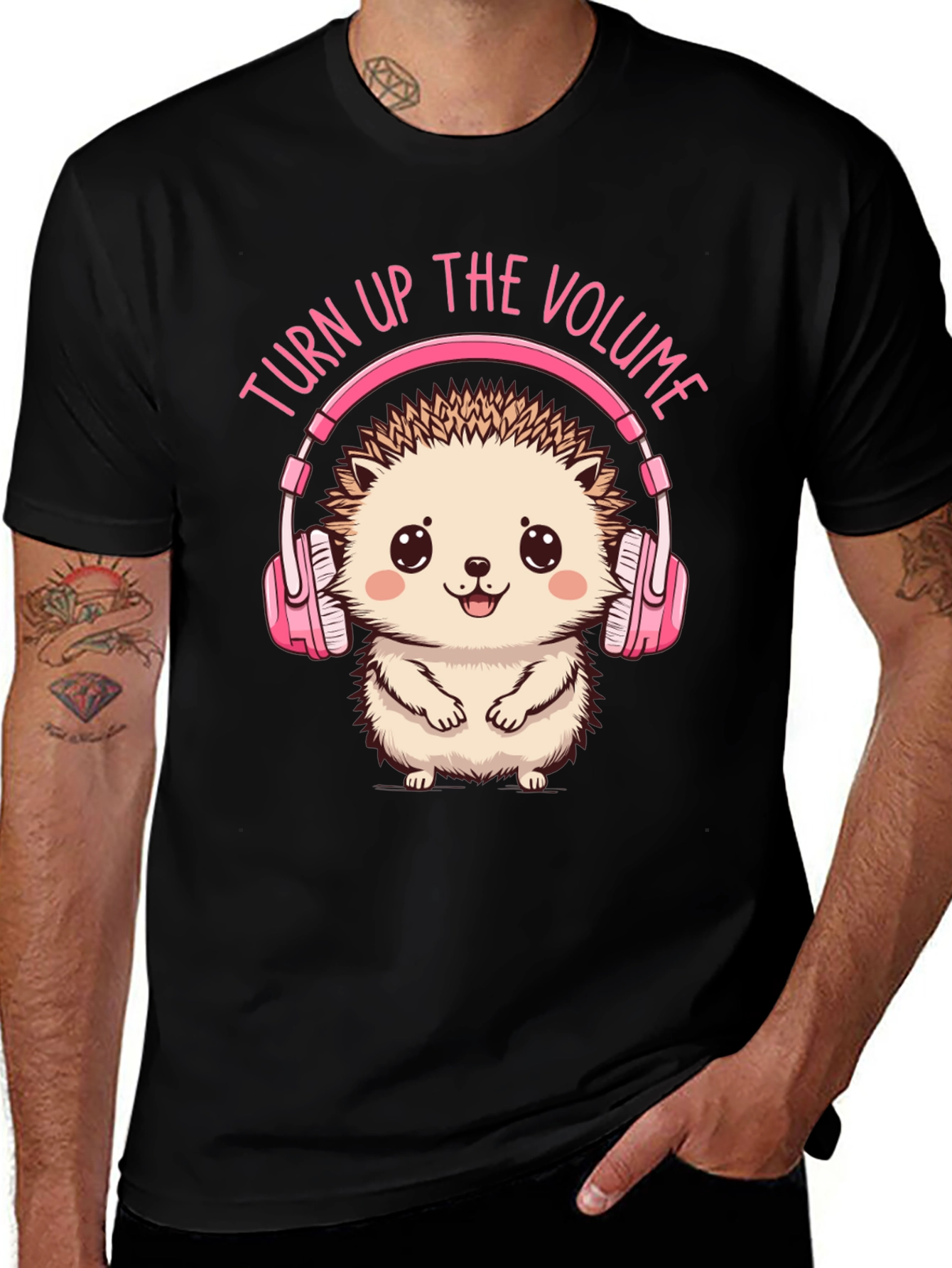 Black Turn Up the Volume Hedgehog Tee main image