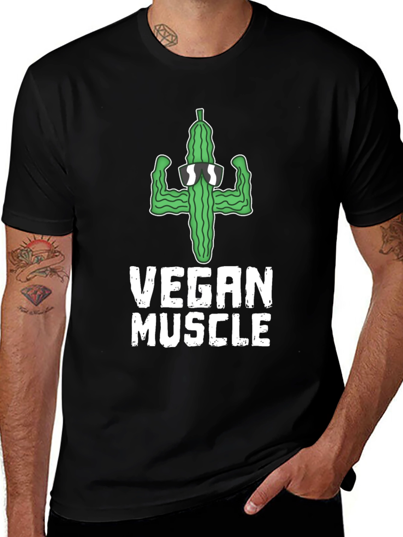 Black Vegan Muscle T-Shirt: Cucumber Gym Humor main image