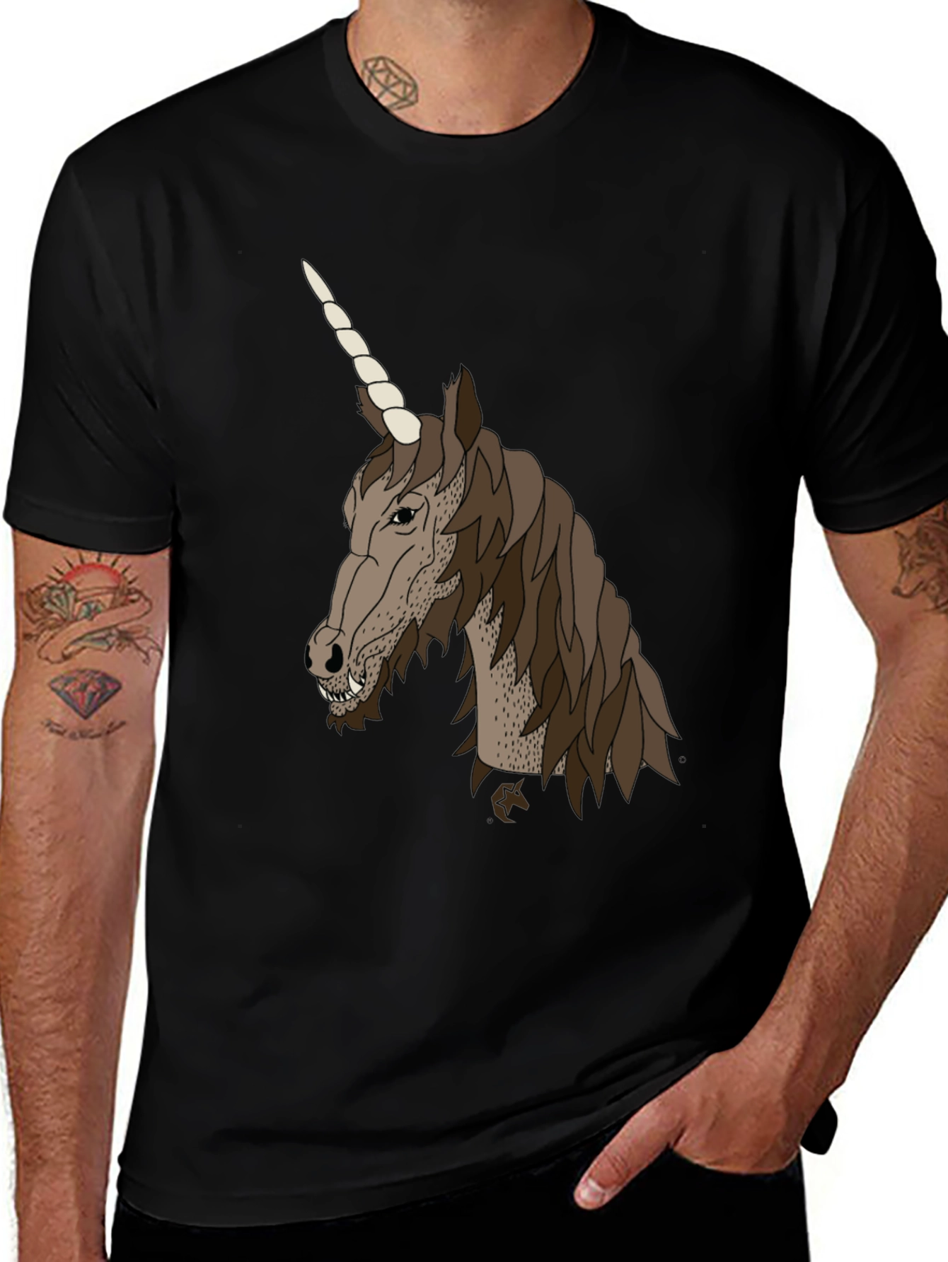 Variant 18 of Unicorn Graphic Tee - Men's Black T-Shirt