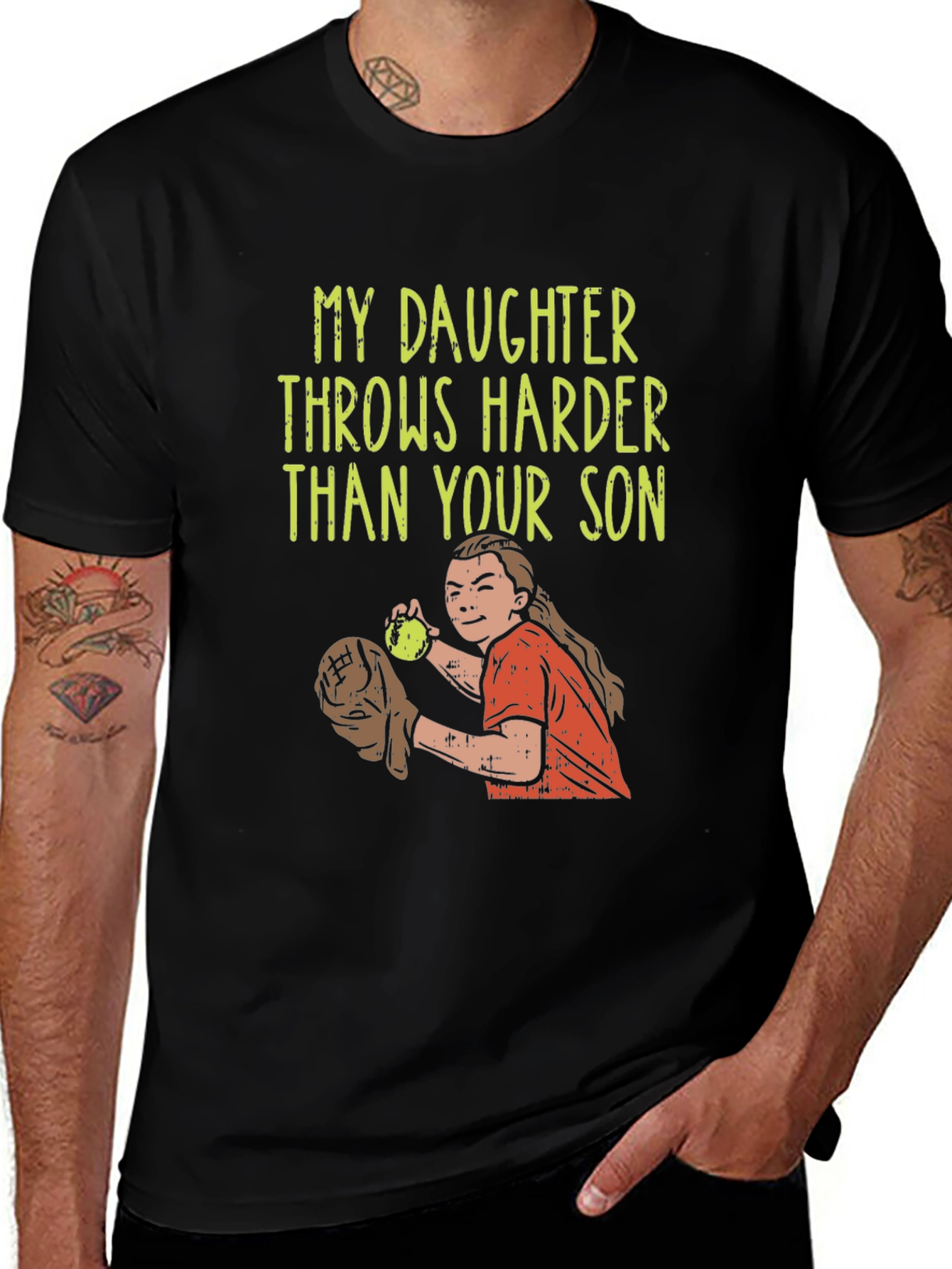 Variant 12 of Daughter Throws Harder T-Shirt - Baseball/Softball
