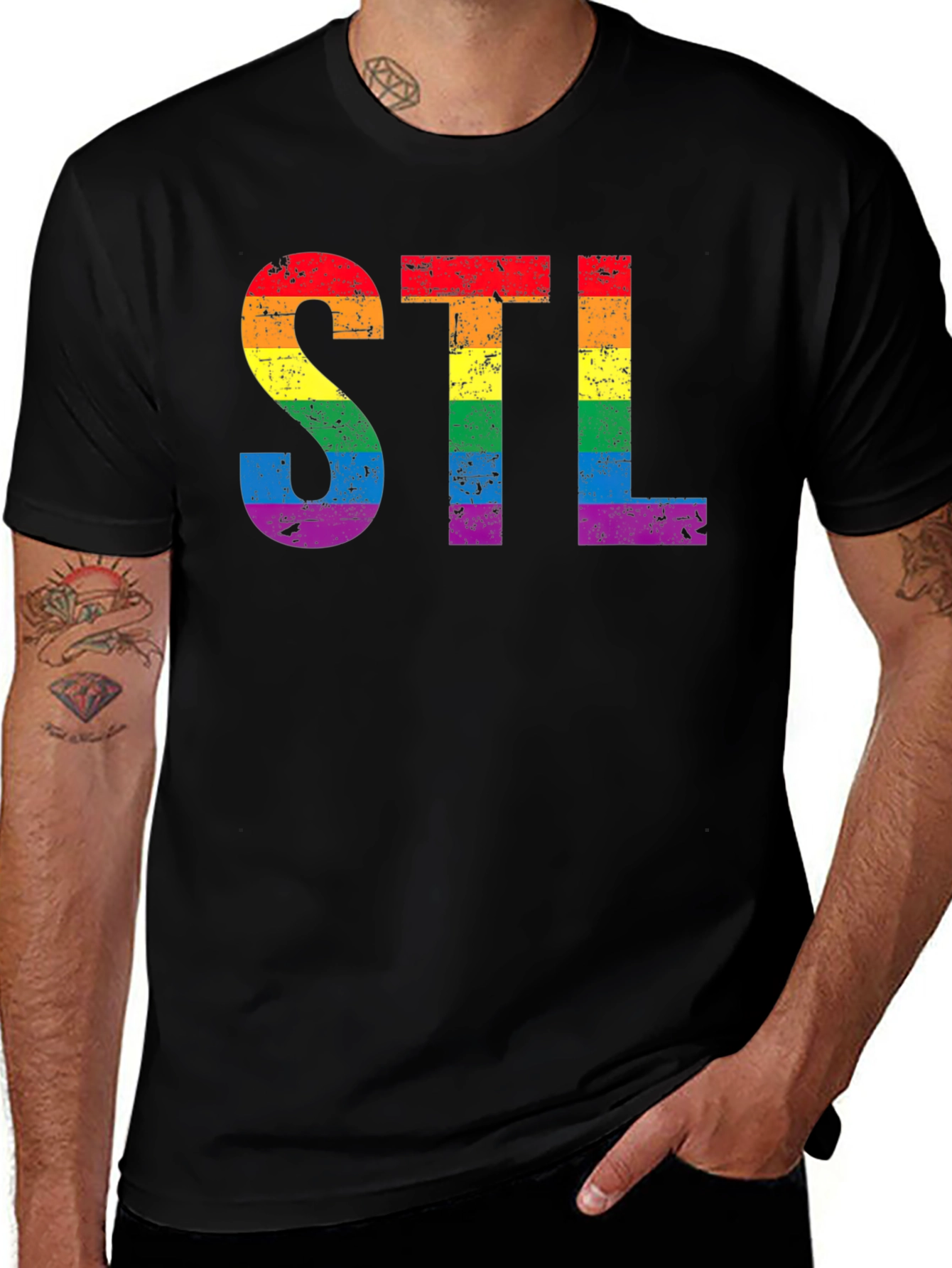 STL Pride T-Shirt - Rainbow Lettering