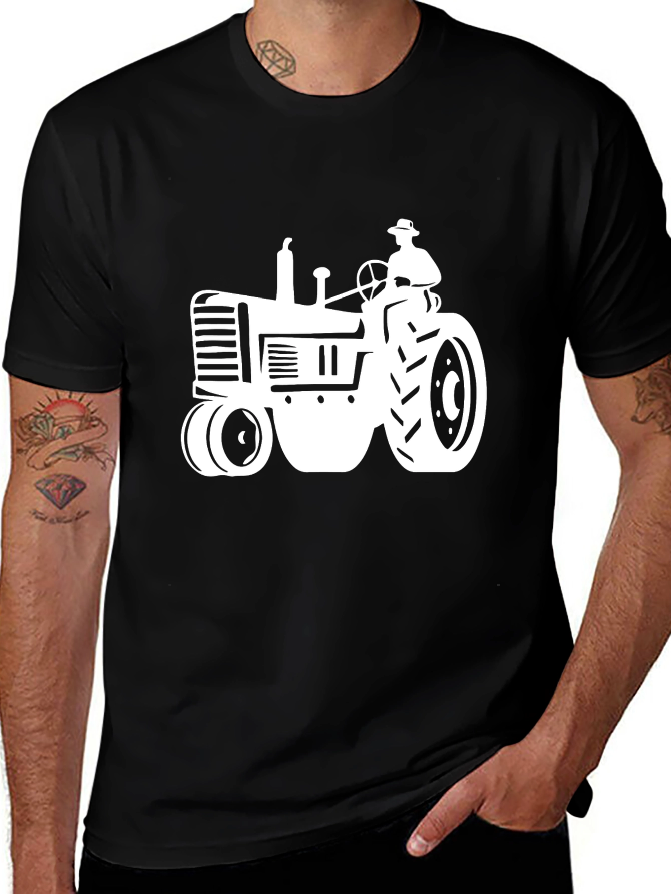 Variant 14 of Black Tractor Graphic Tee - Farm Life Style