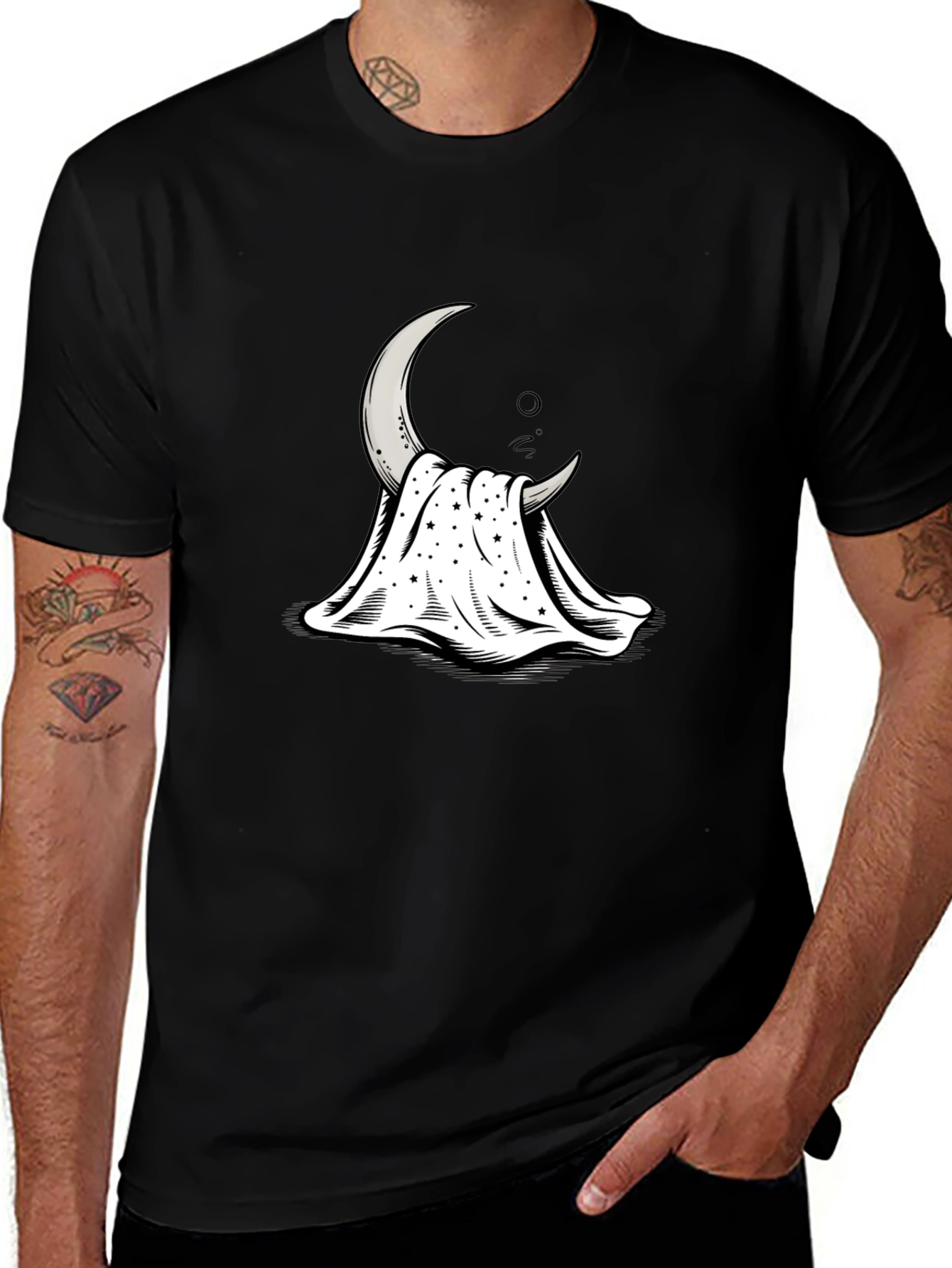 Variant 5 of Dreamy Moon & Stars Graphic T-Shirt - Soft Cotton Blend